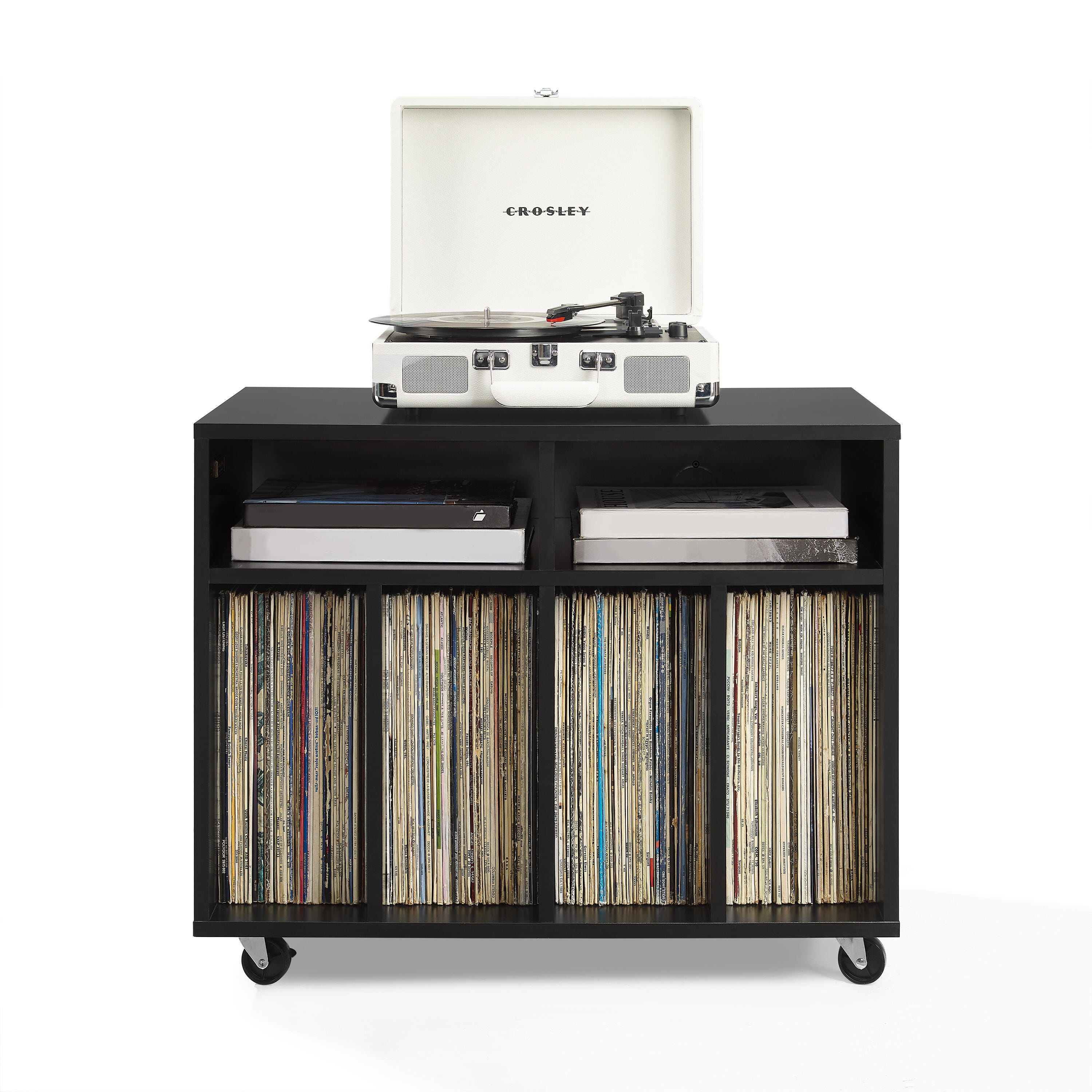 Crosley Furniture Carlo 27" Record Player Stand, Black, large