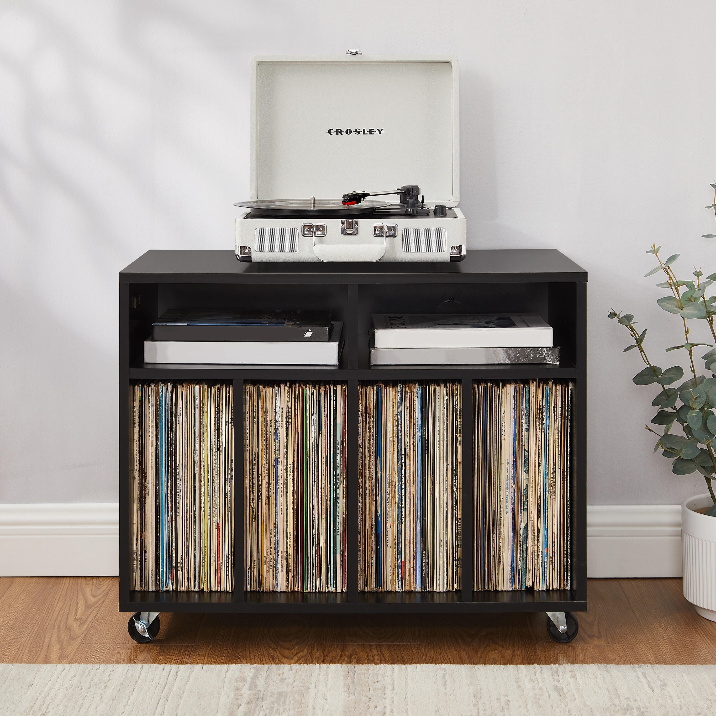 Crosley Furniture Carlo 27" Record Player Stand, Black, large