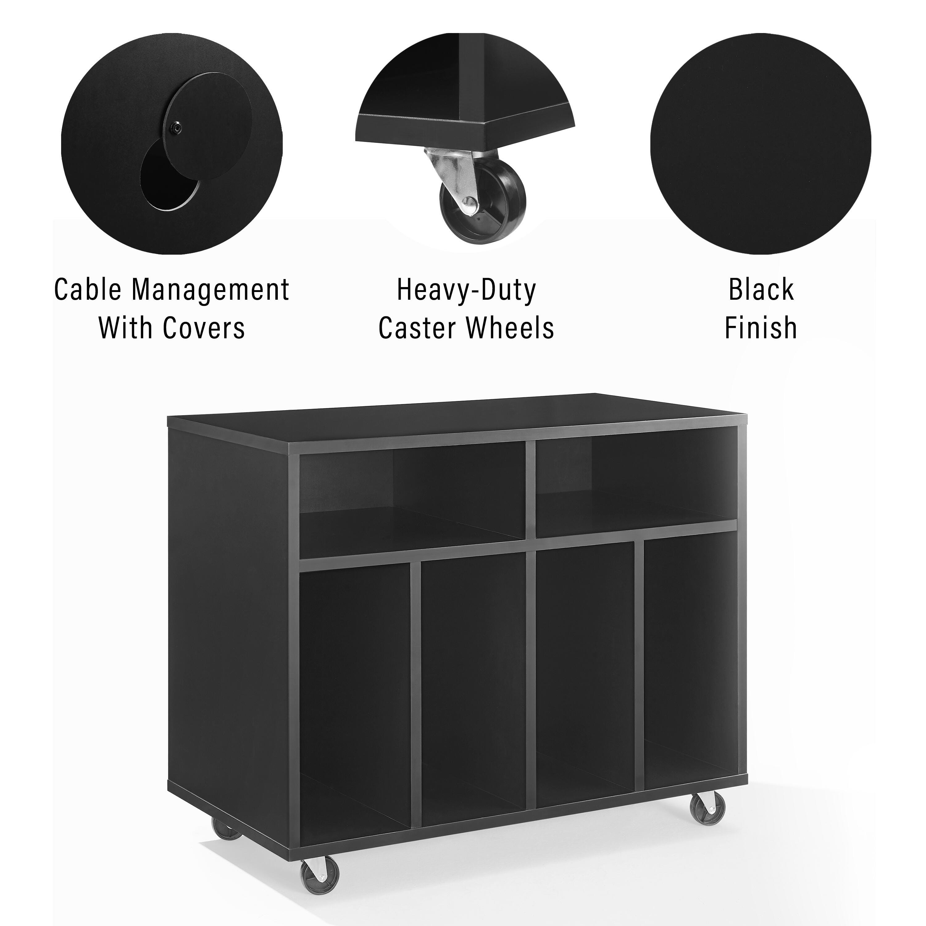 Crosley Furniture Carlo 27" Record Player Stand, Black, large