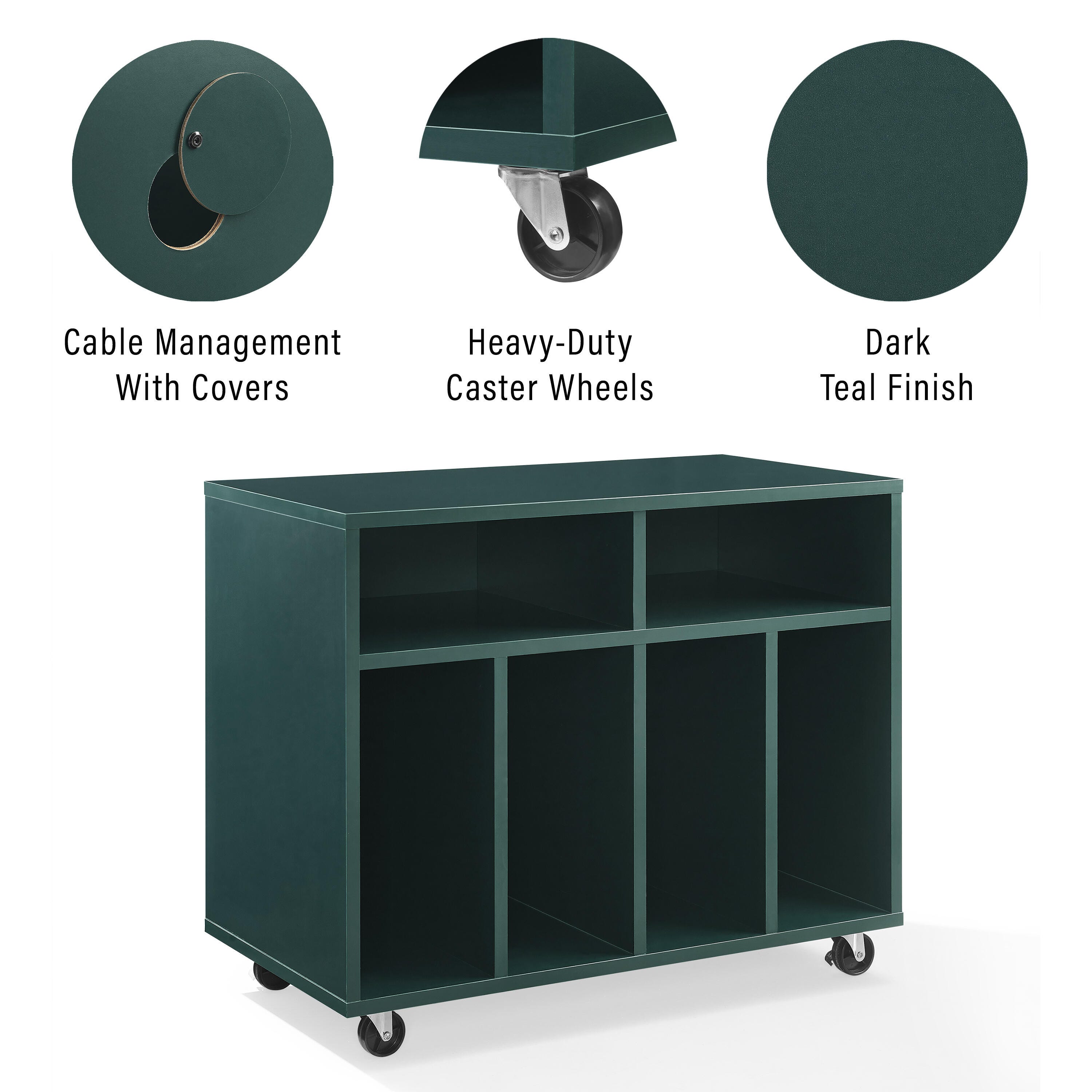 Crosley Furniture Carlo 27" Record Player Stand, Dark Teal, large