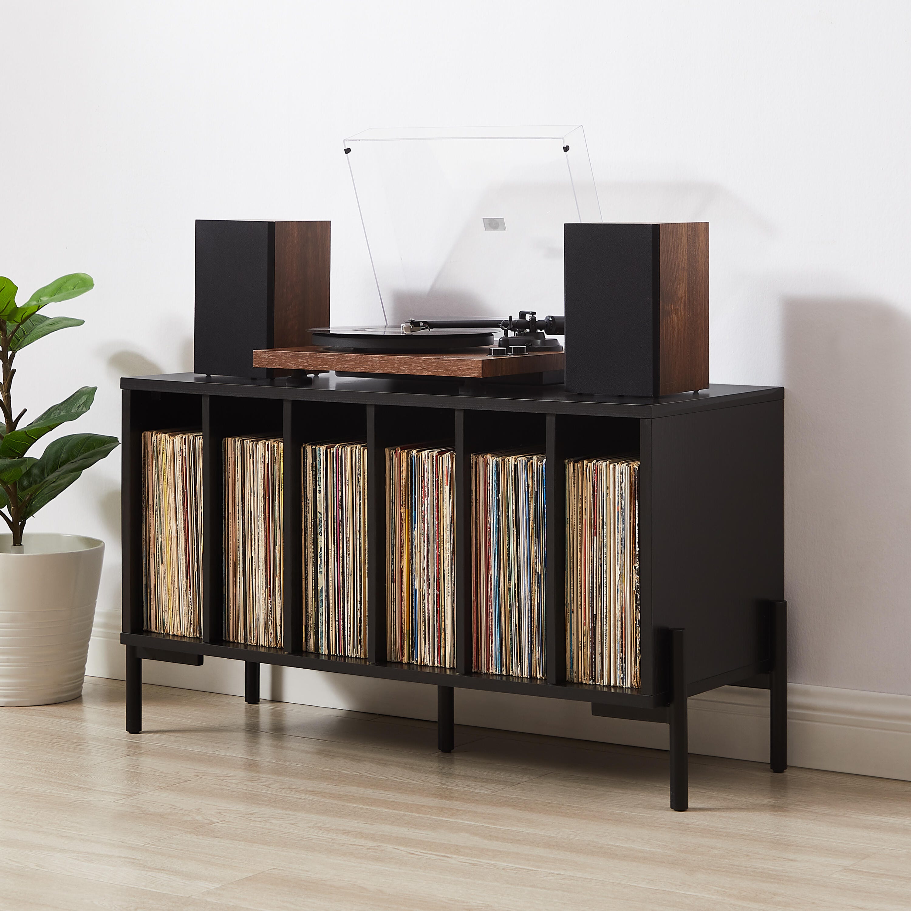 Crosley Furniture Greenwich 40" Record Player Stand, Black, large