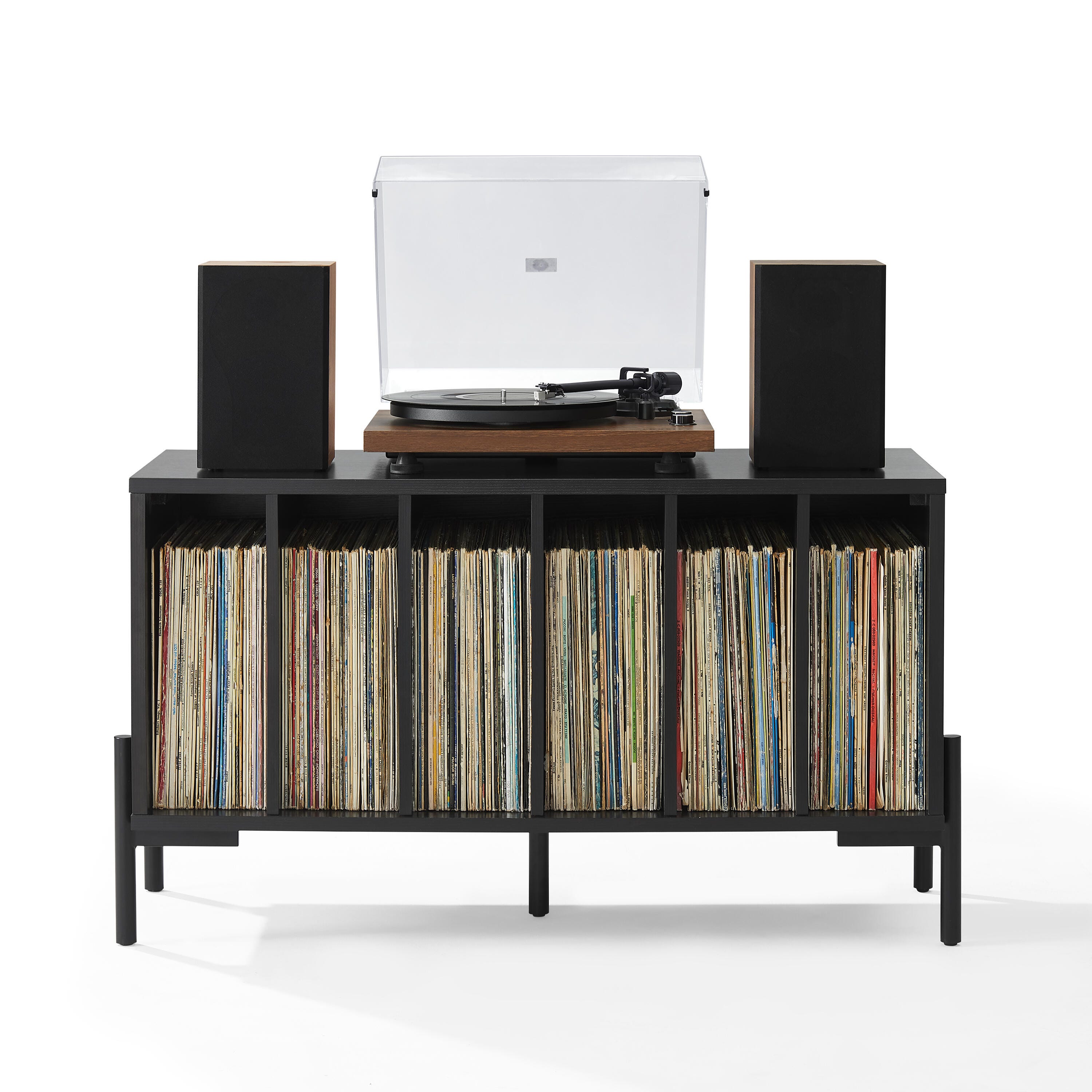 Crosley Furniture Greenwich 40" Record Player Stand, Black, large