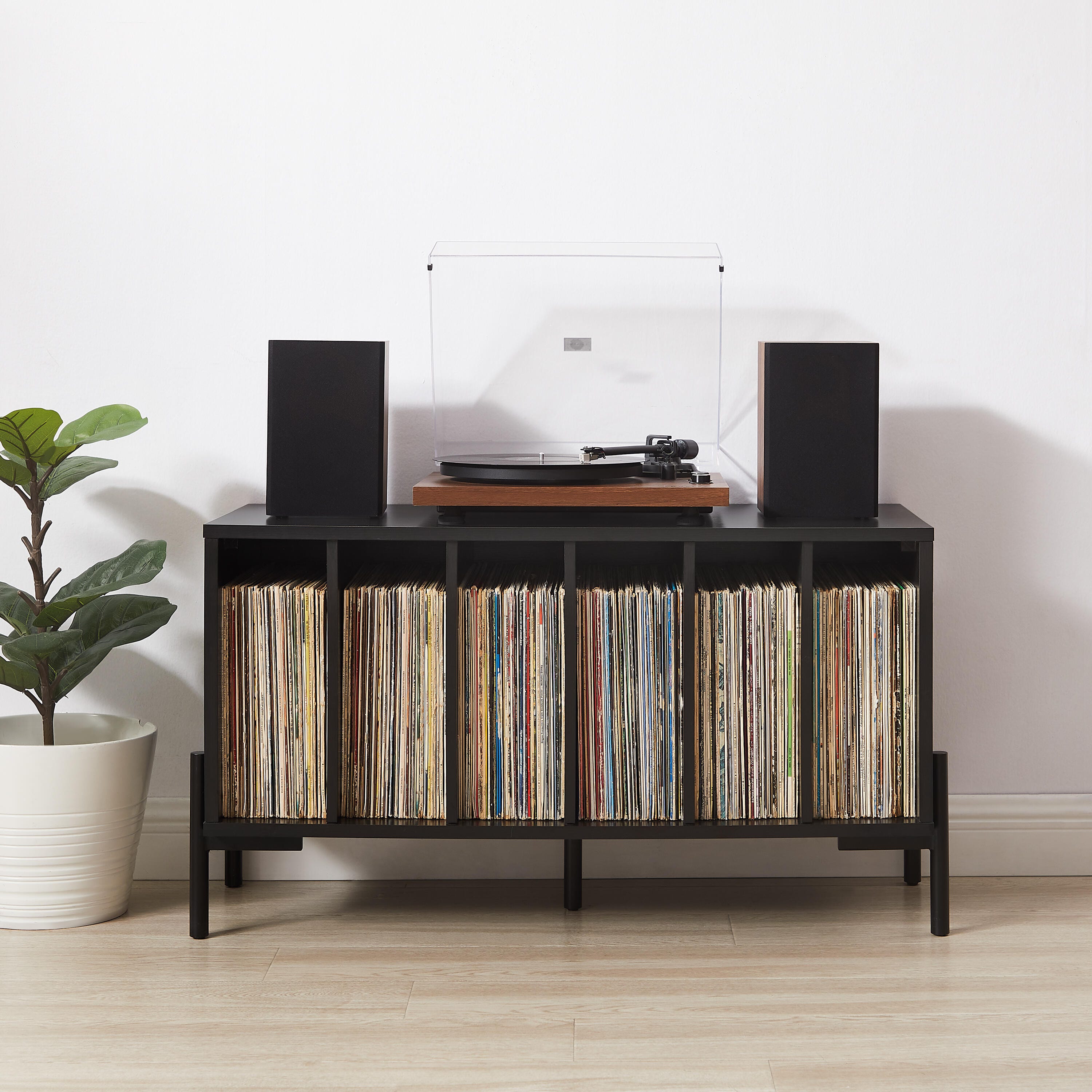 Crosley Furniture Greenwich 40" Record Player Stand, Black, large