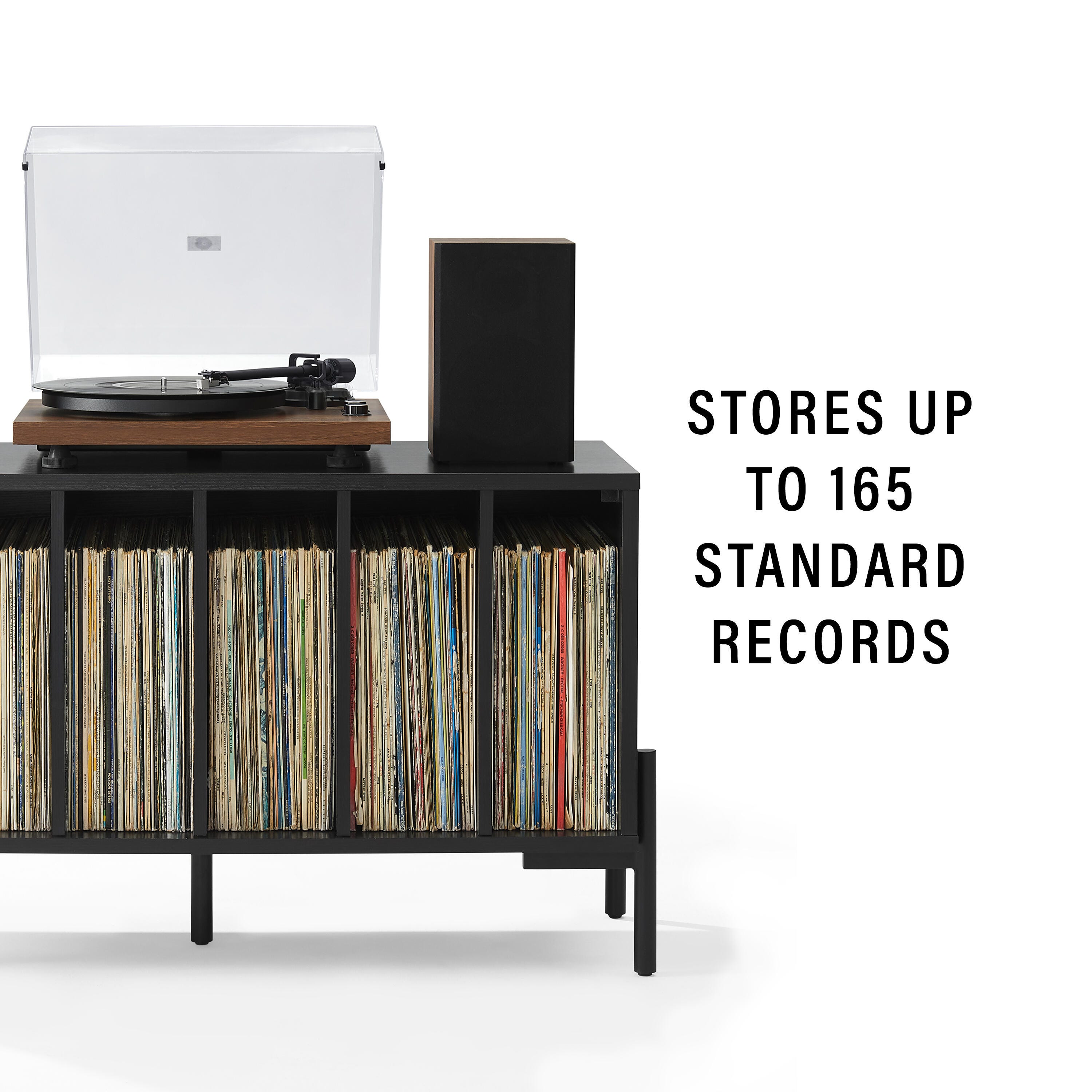 Crosley Furniture Greenwich 40" Record Player Stand, Black, large