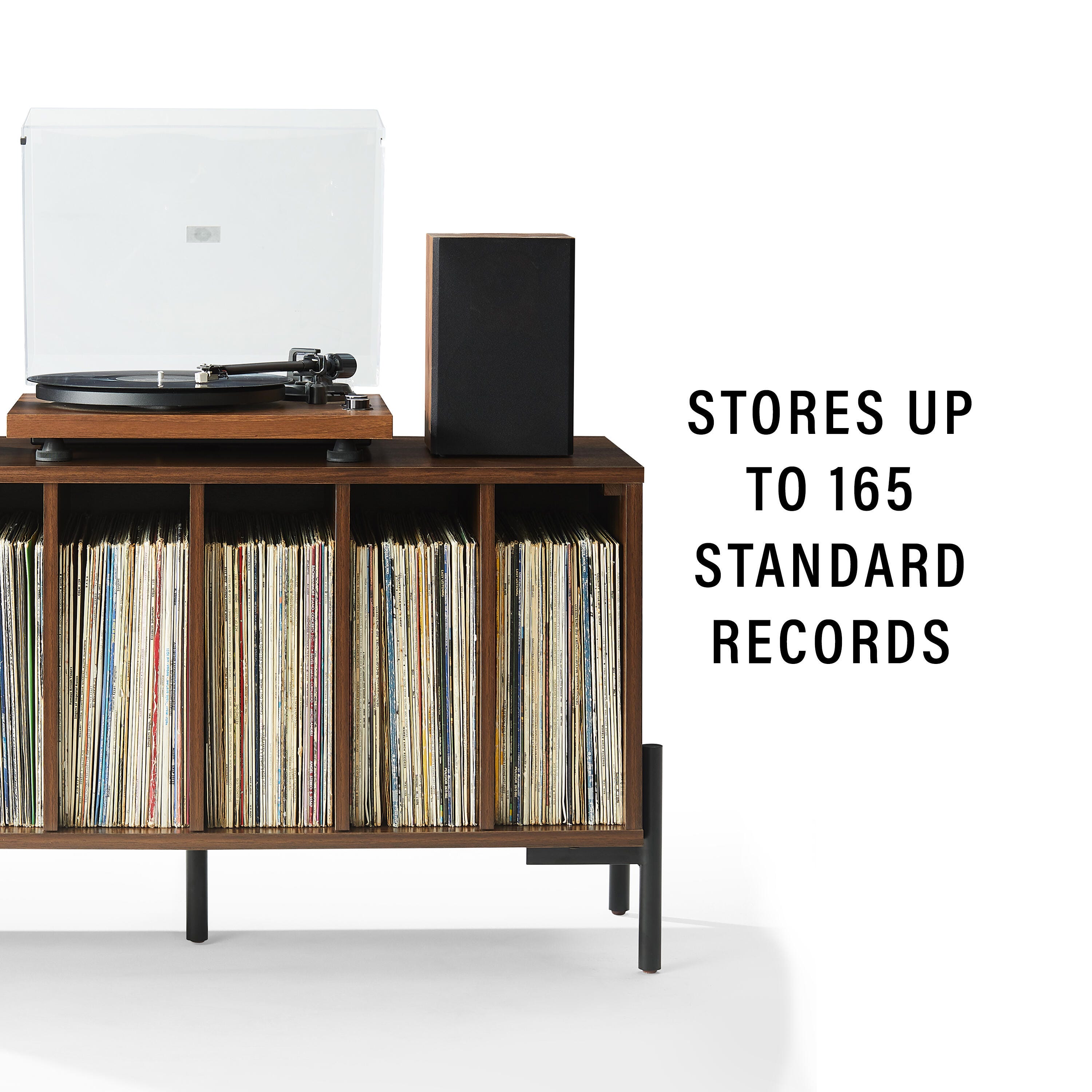 Crosley Furniture Greenwich 40" Record Player Stand, Walnut, large