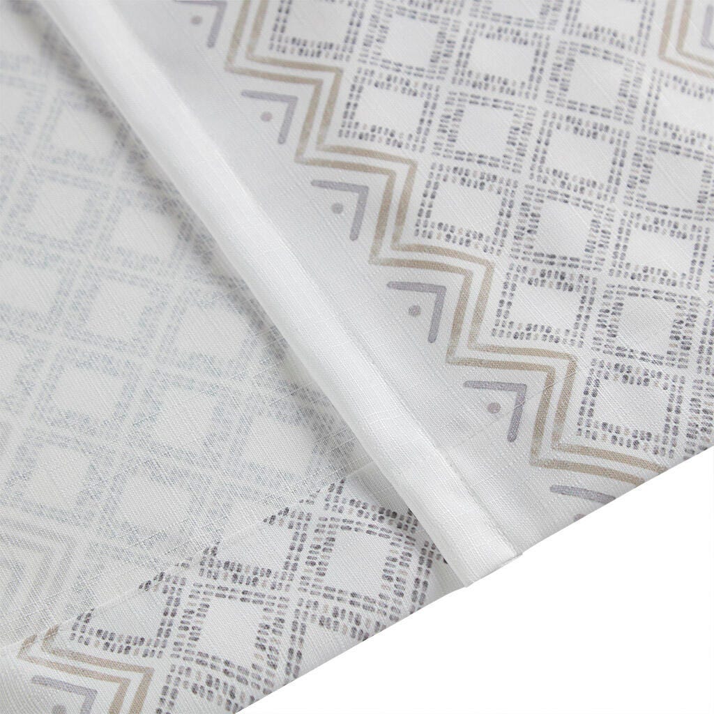 INK+IVY Ebby 95" Curtain (Set of 2), White/Taupe, large