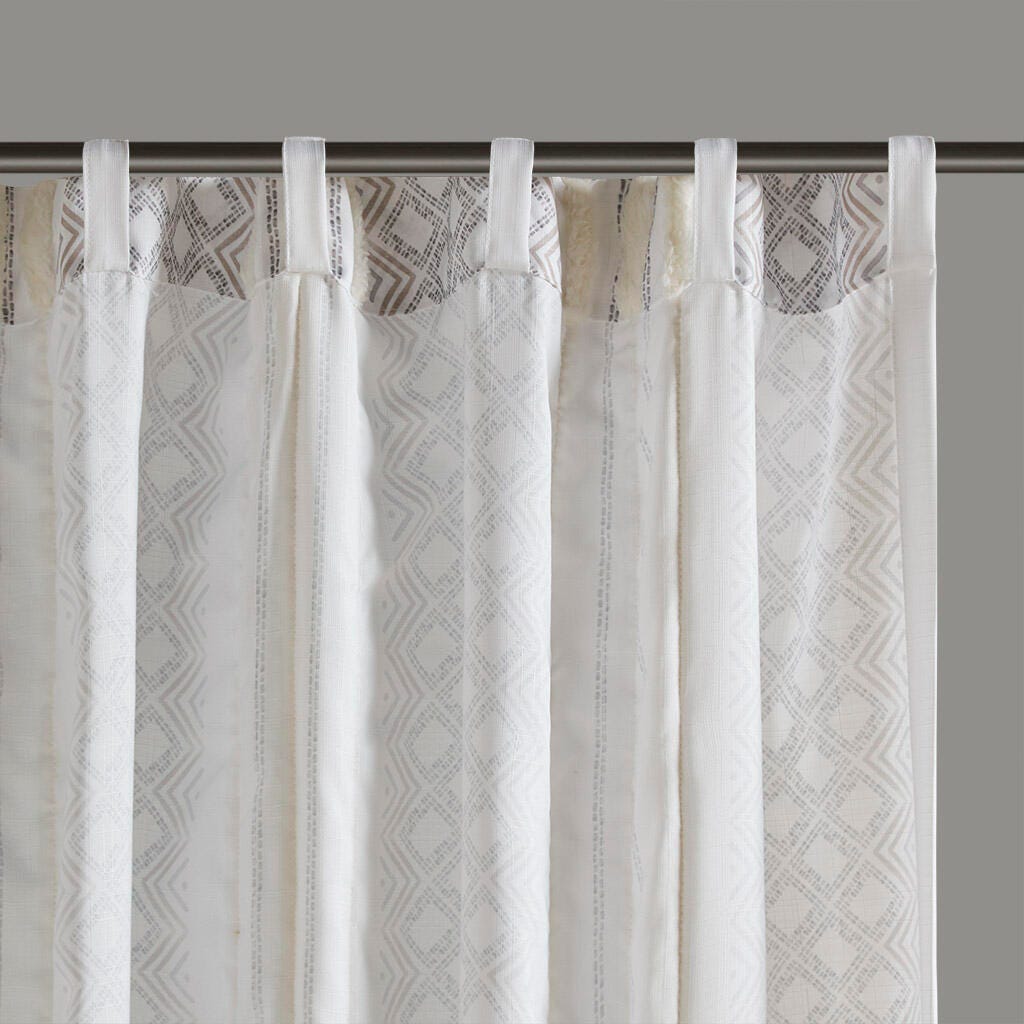 INK+IVY Ebby 95" Curtain (Set of 2), White/Taupe, large