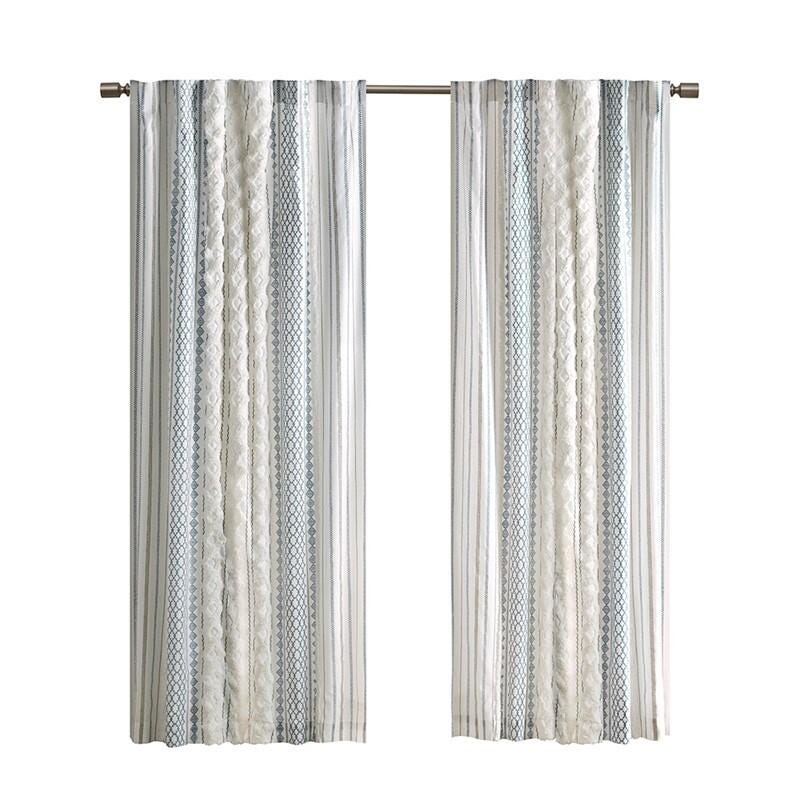 Imani Curtain Panel, White/Navy, large