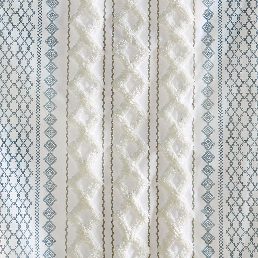 INK+IVY Imani Curtain, White/Navy, large