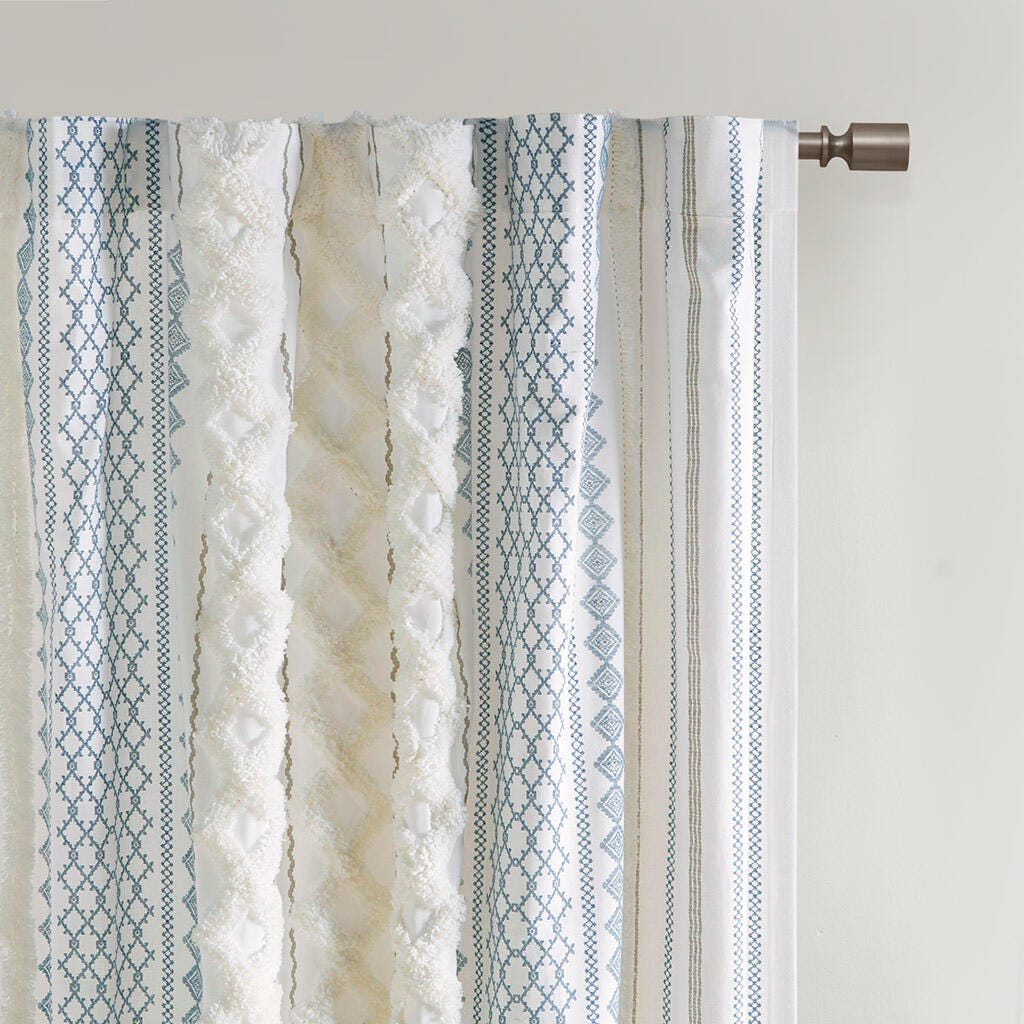 INK+IVY Imani Curtain, White/Navy, large