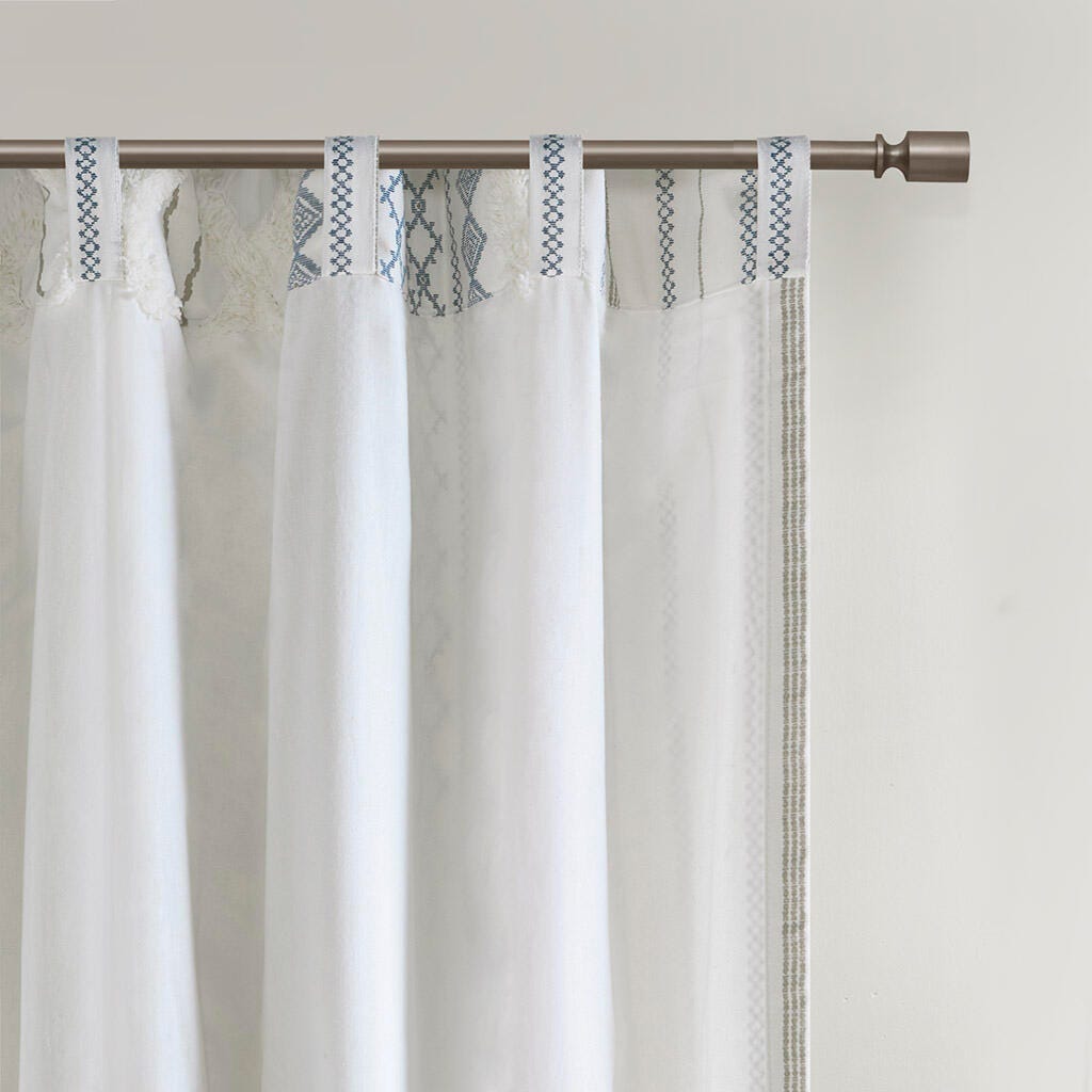 INK+IVY Imani Curtain, White/Navy, large