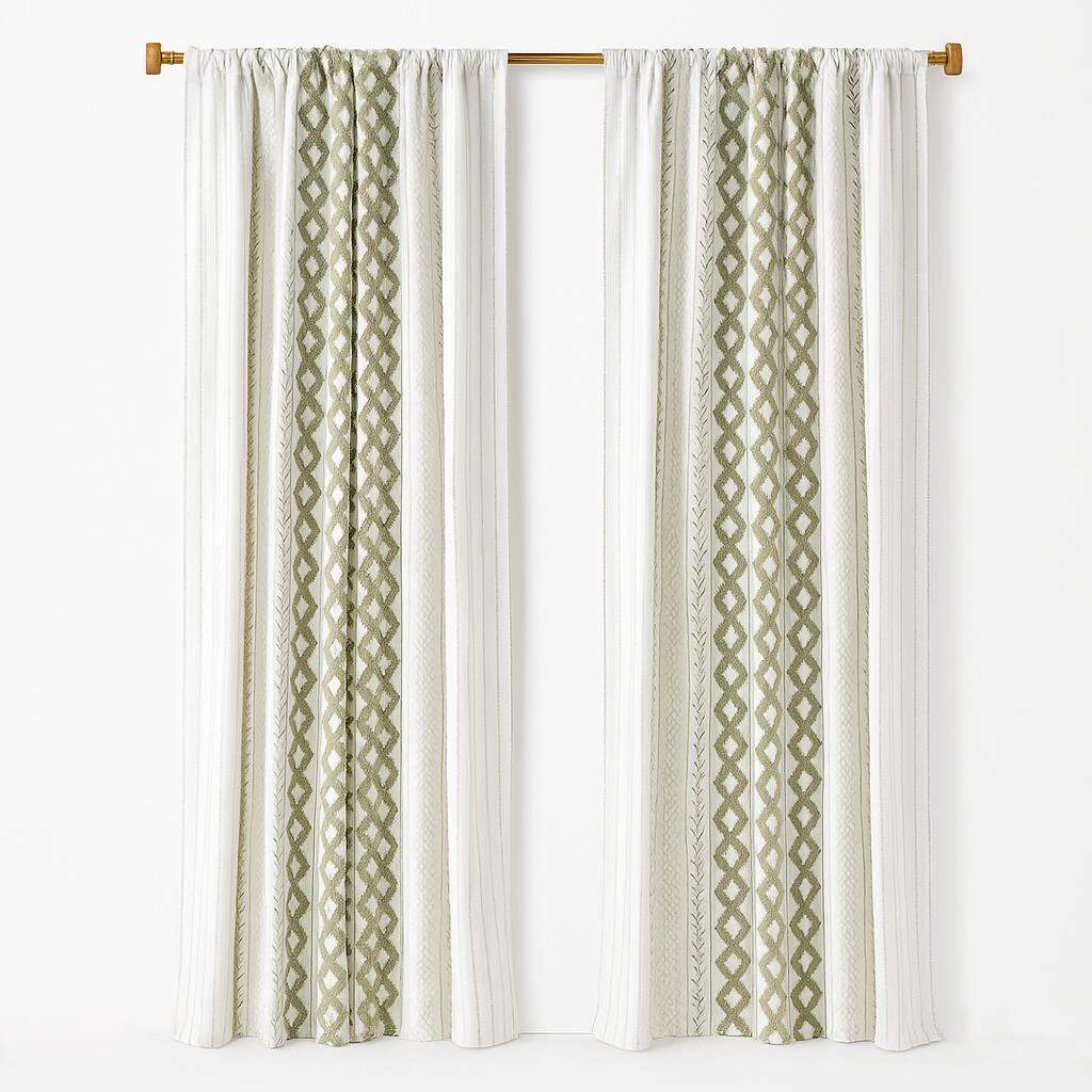 INK+IVY Imani Curtain, Green/White, large