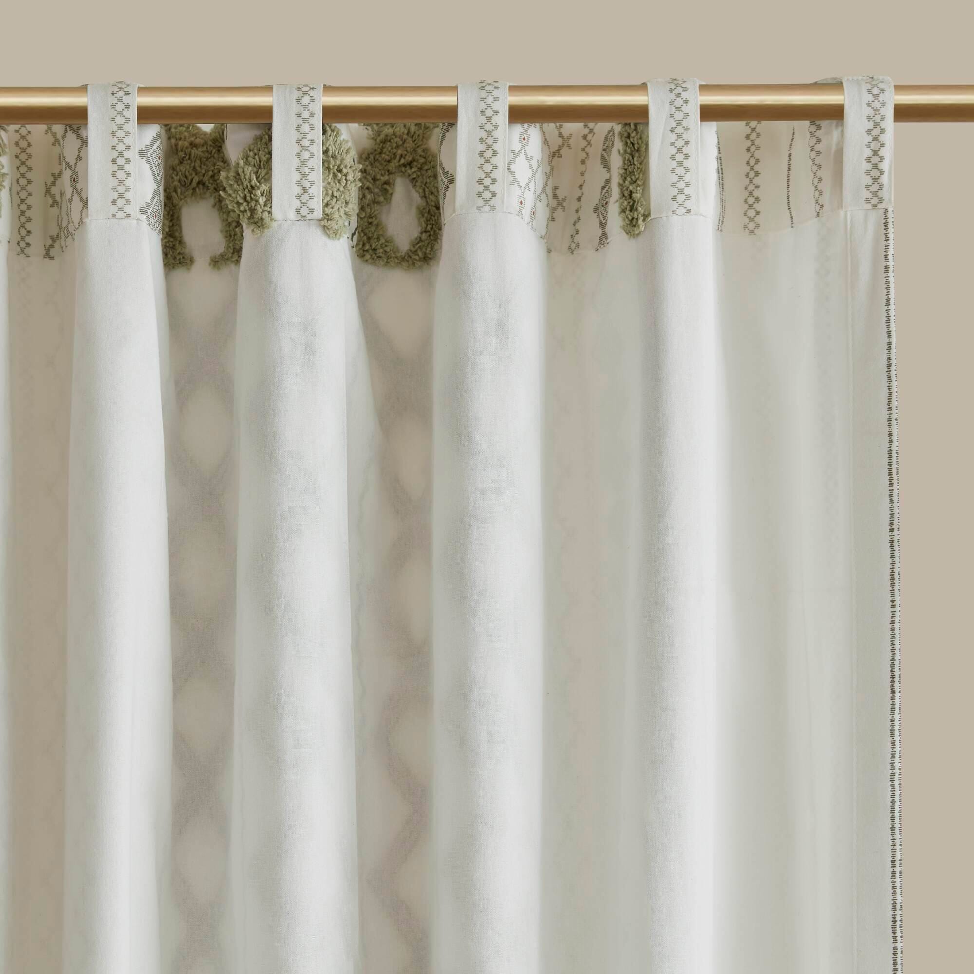 INK+IVY Imani Curtain, Green/White, large