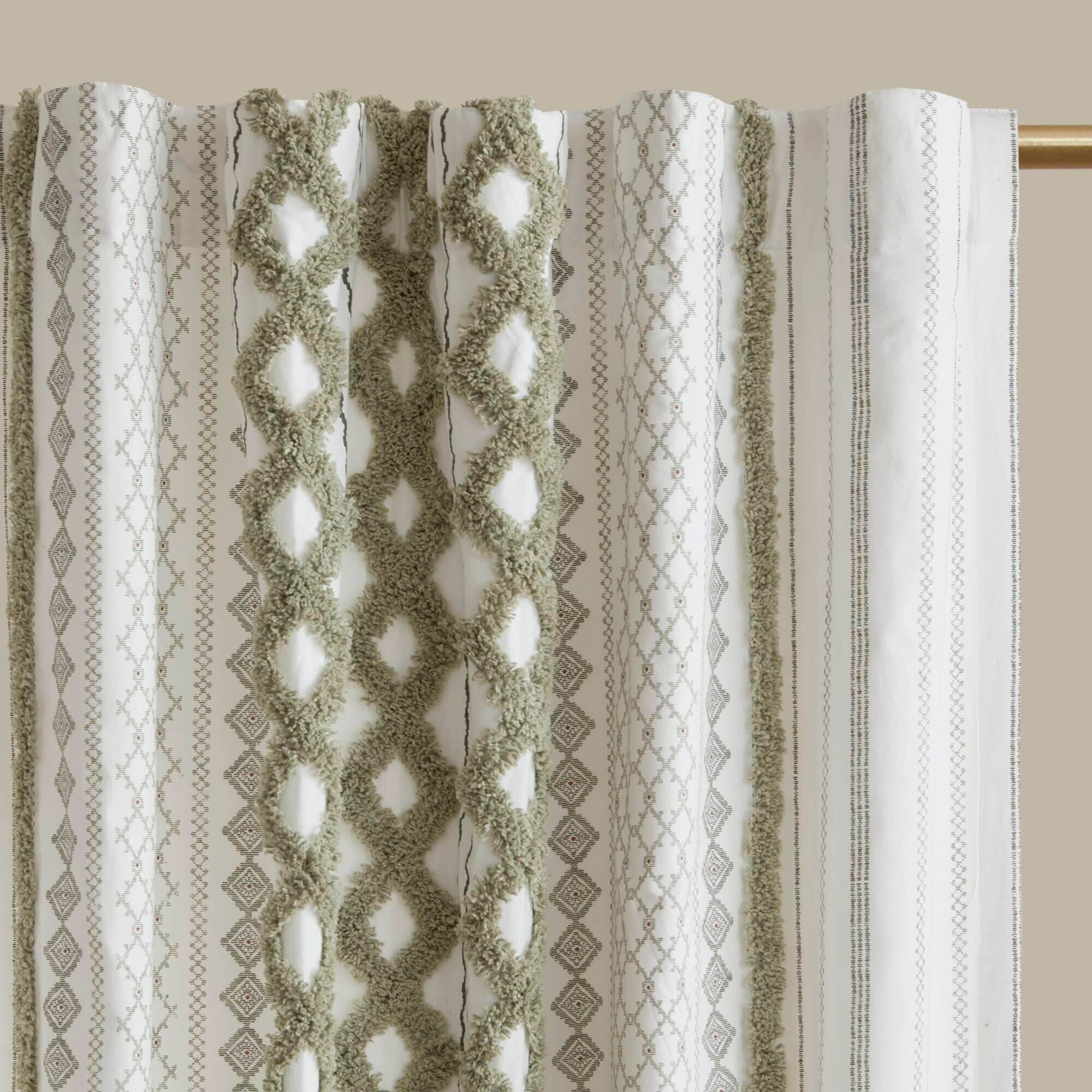INK+IVY Imani Curtain, Green/White, large