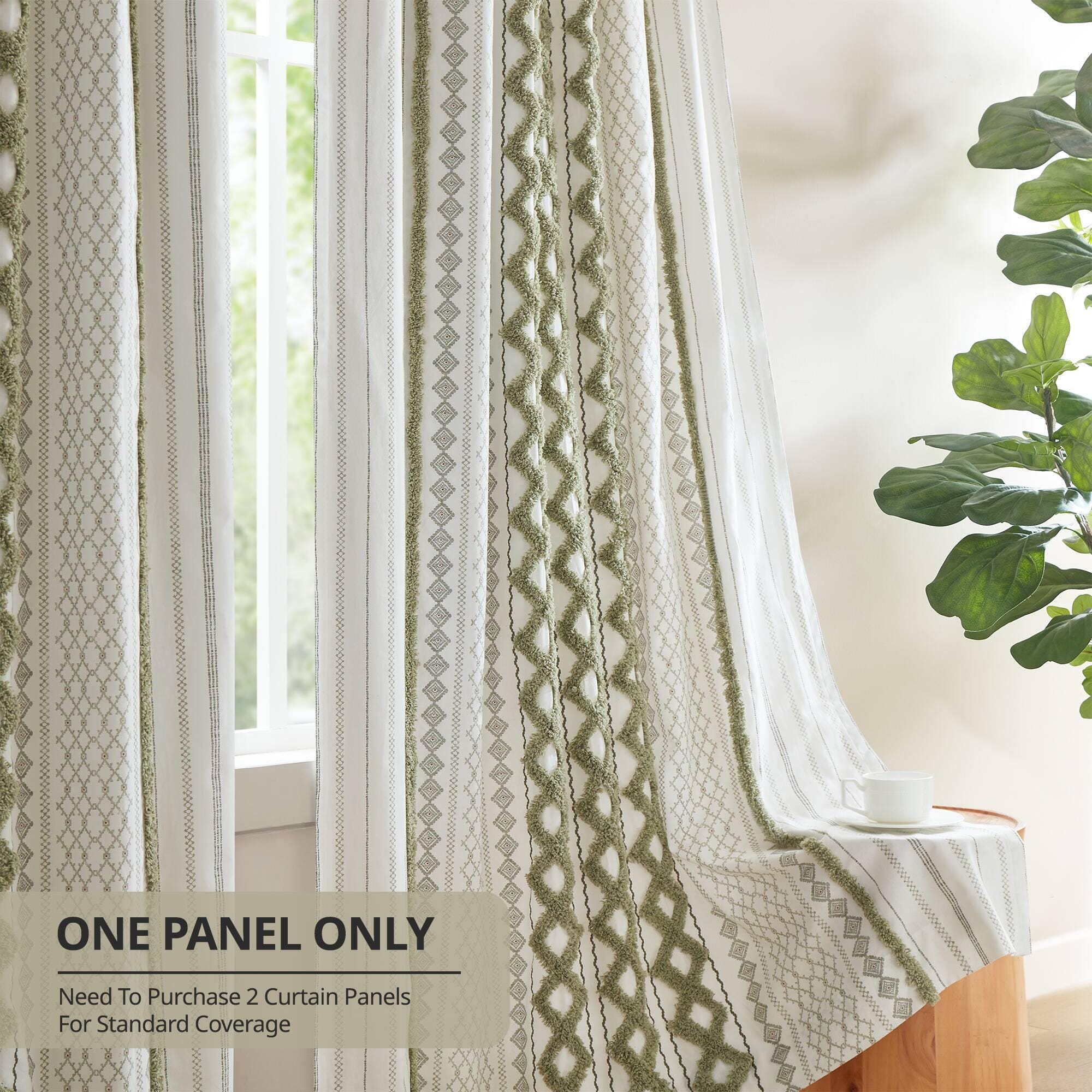 INK+IVY Imani Curtain, Green/White, large