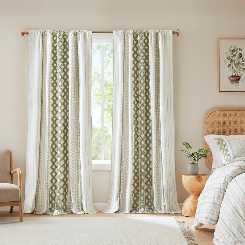 INK+IVY Imani Curtain, Green/White, large
