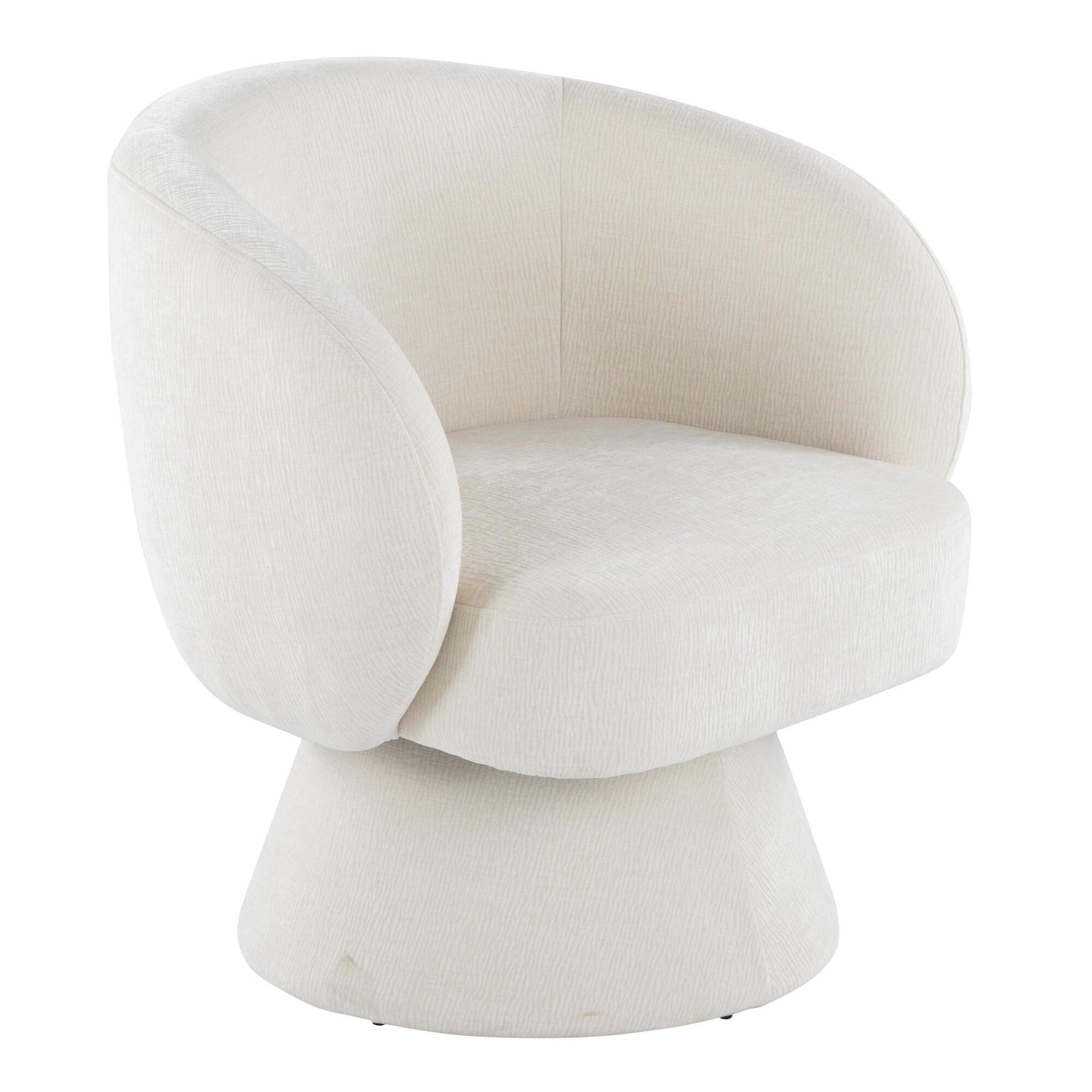 LumiSource Fran Swivel Accent Chair, Cream, large