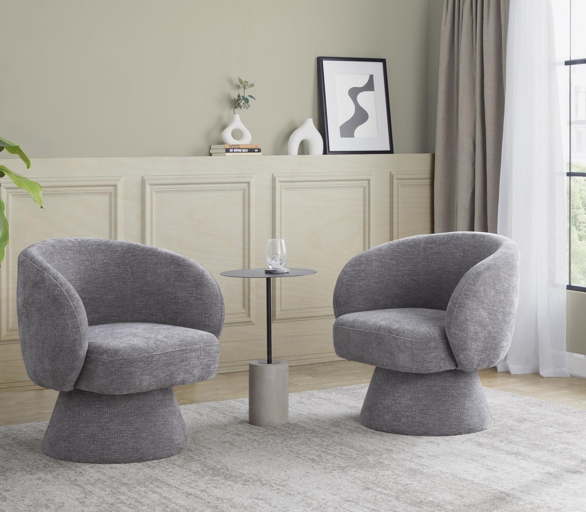 LumiSource Fran Swivel Accent Chair, Gray, large
