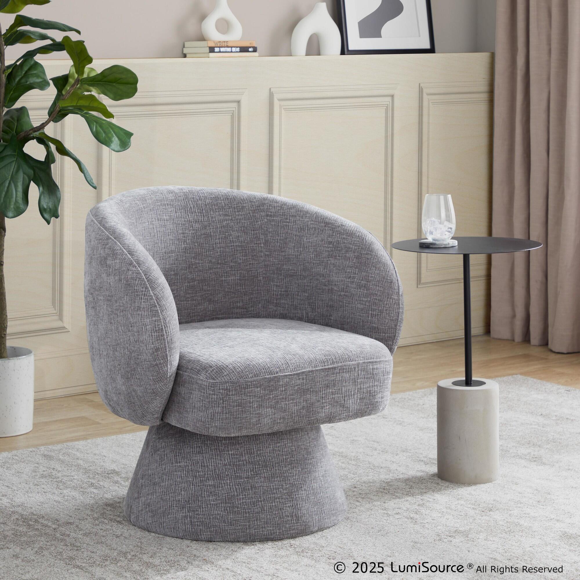 LumiSource Fran Swivel Accent Chair, Gray, large