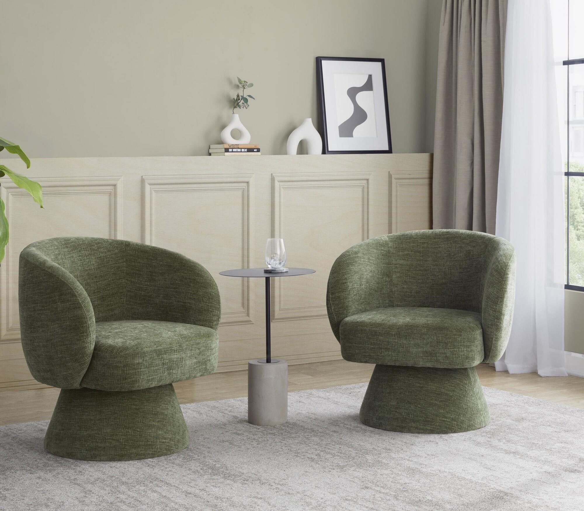 LumiSource Fran Swivel Accent Chair, Green, large