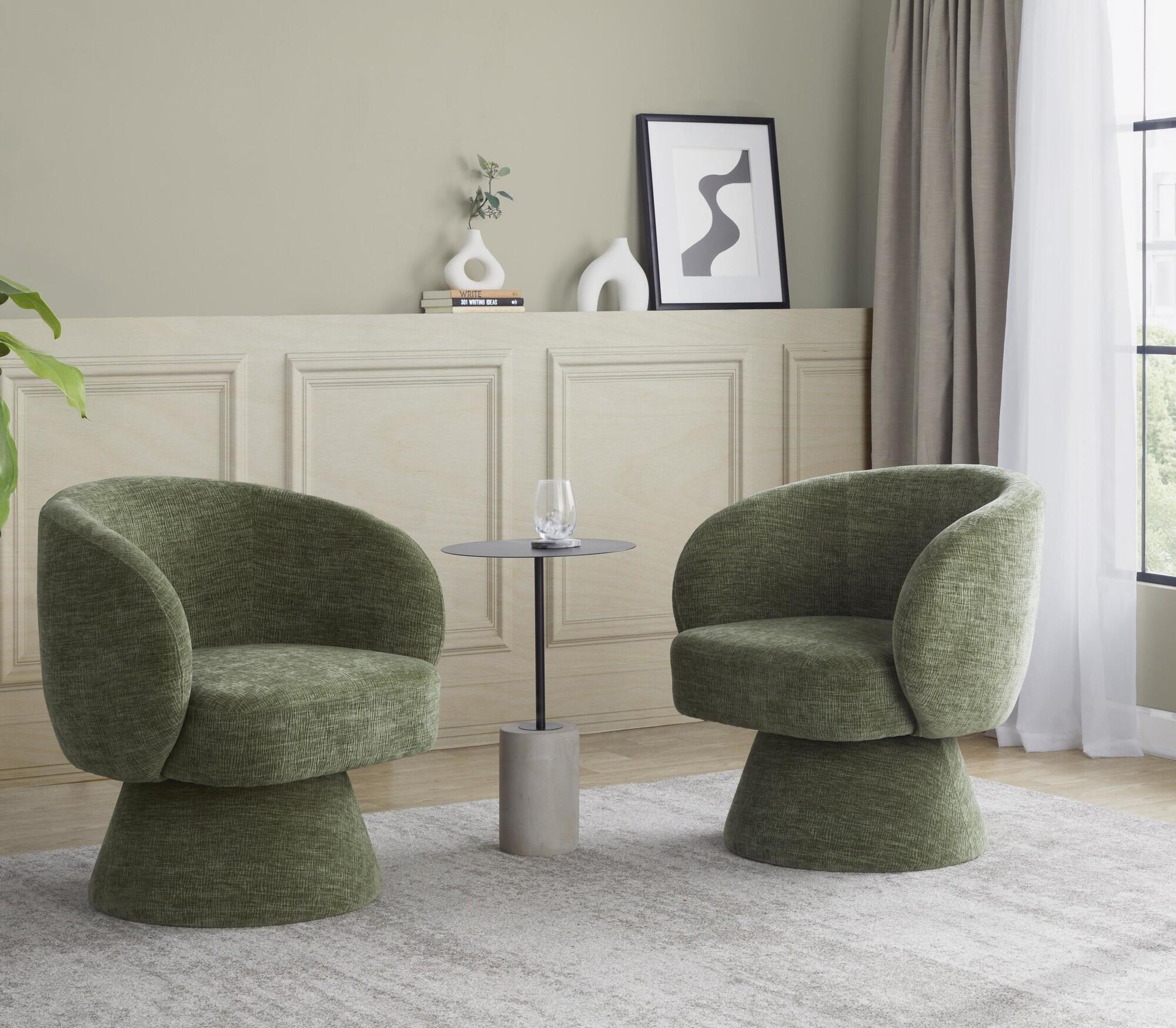 LumiSource Fran Swivel Accent Chair, Green, large