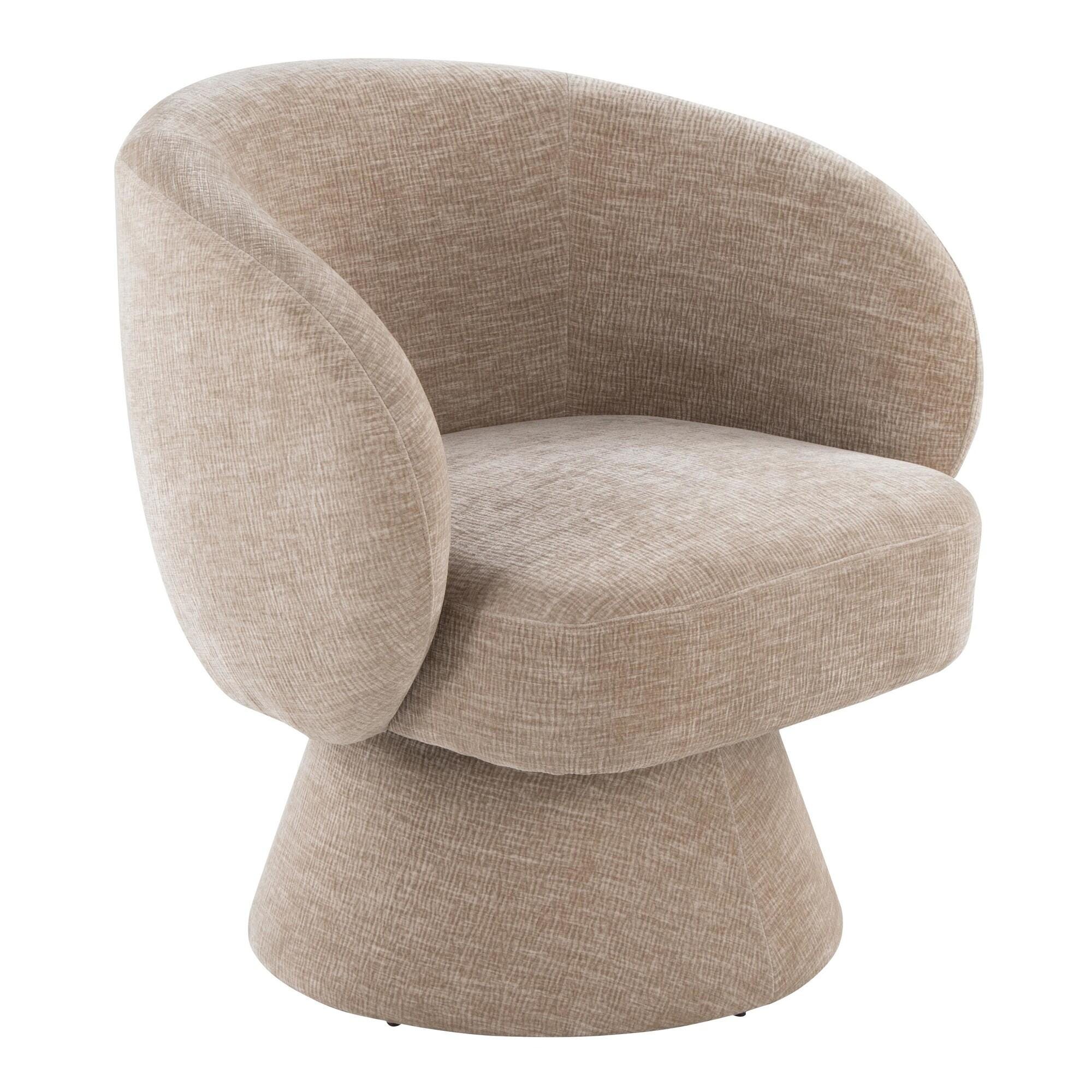 LumiSource Fran Swivel Accent Chair, Light Brown, large
