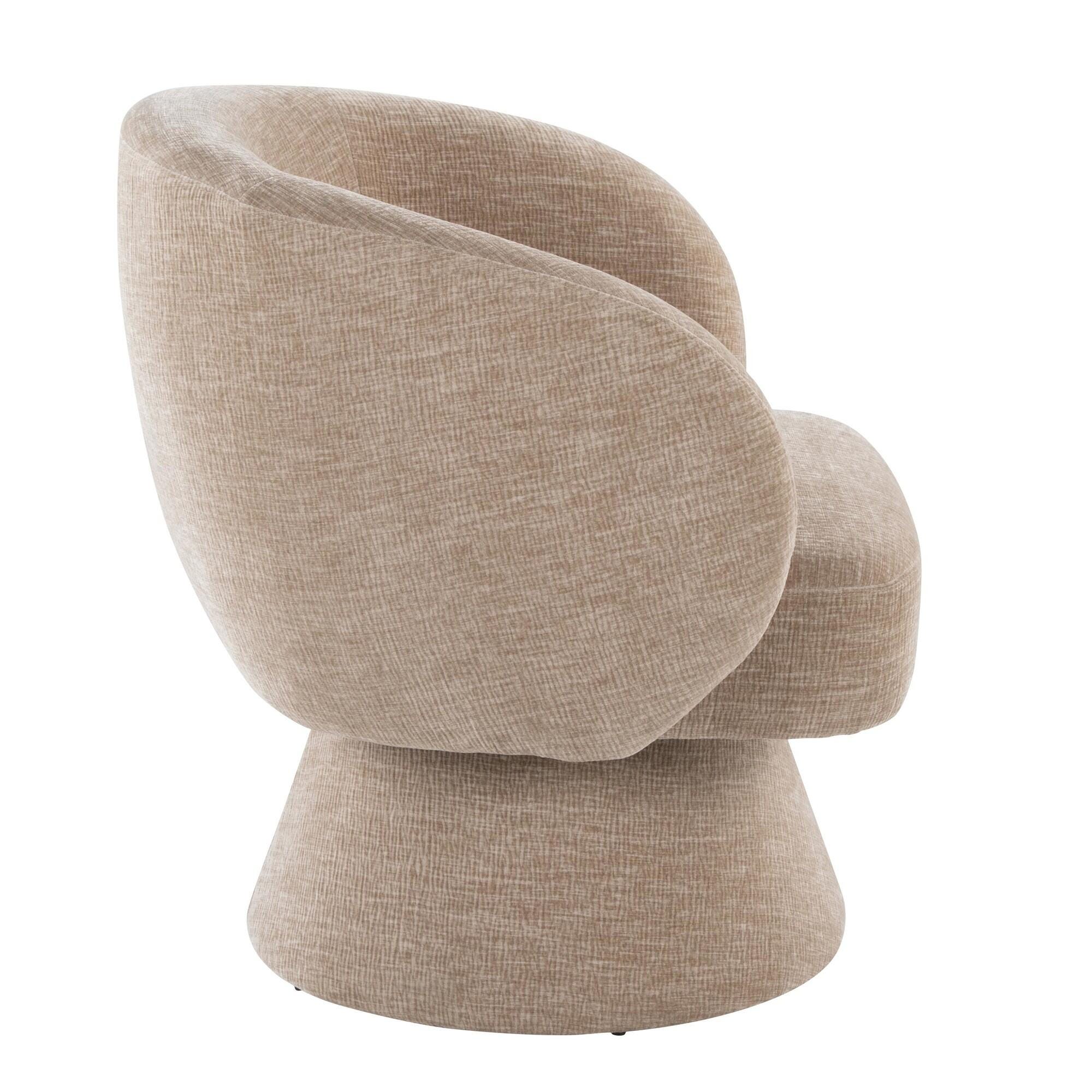 LumiSource Fran Swivel Accent Chair, Light Brown, large