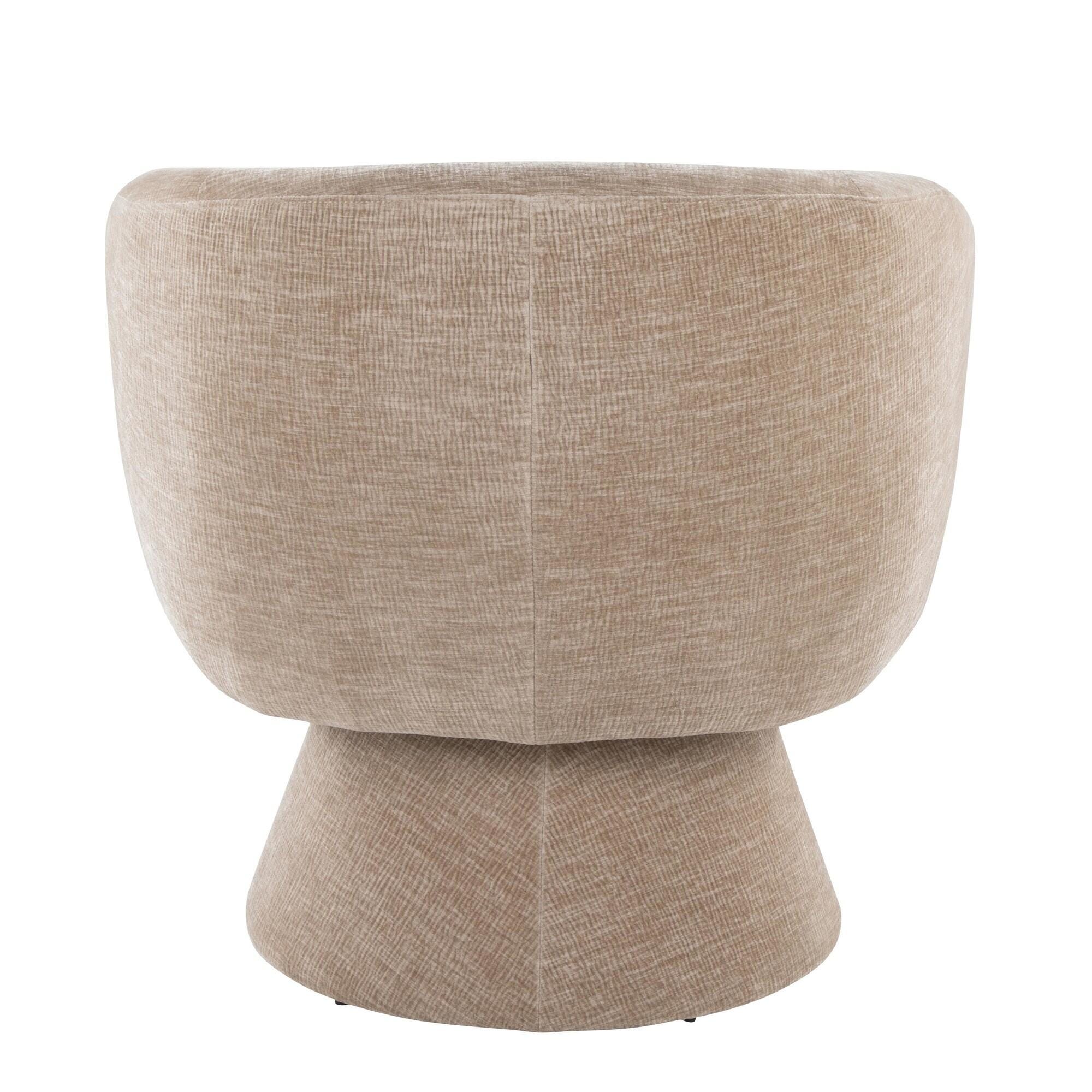 LumiSource Fran Swivel Accent Chair, Light Brown, large