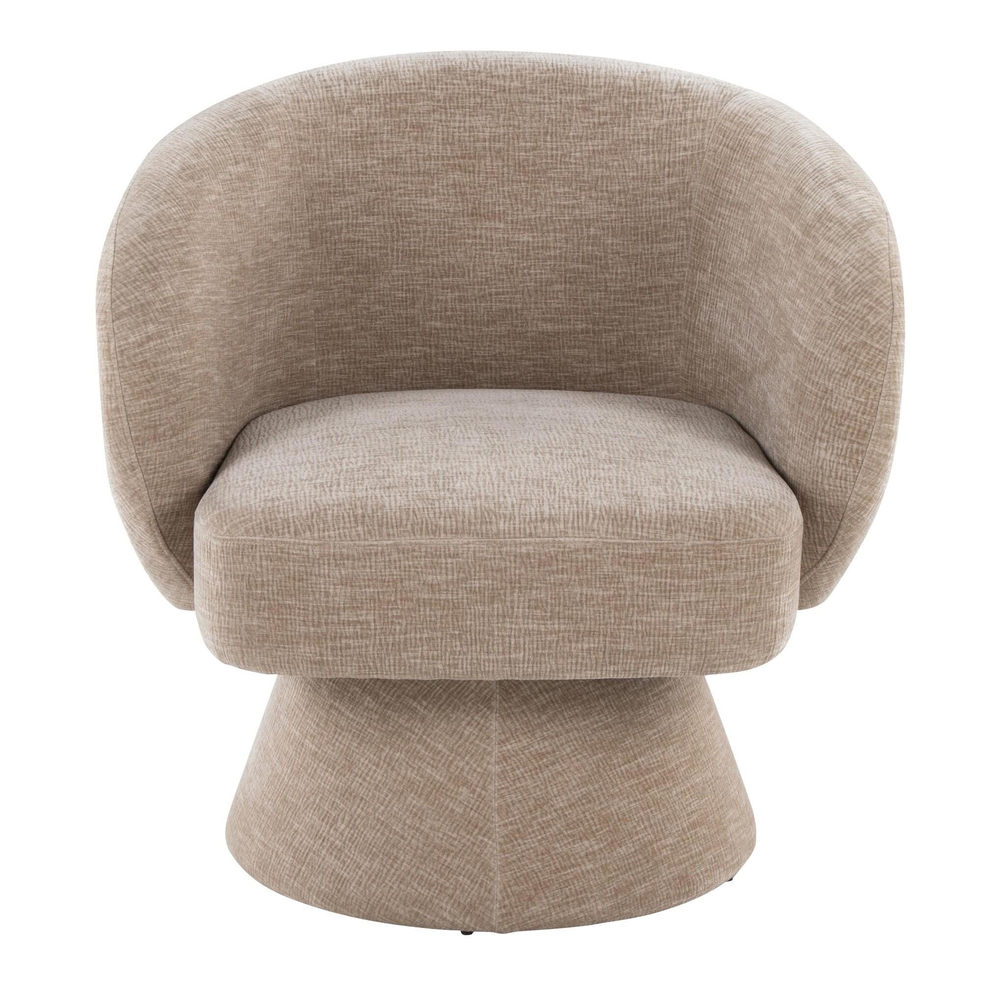 LumiSource Fran Swivel Accent Chair, Light Brown, large