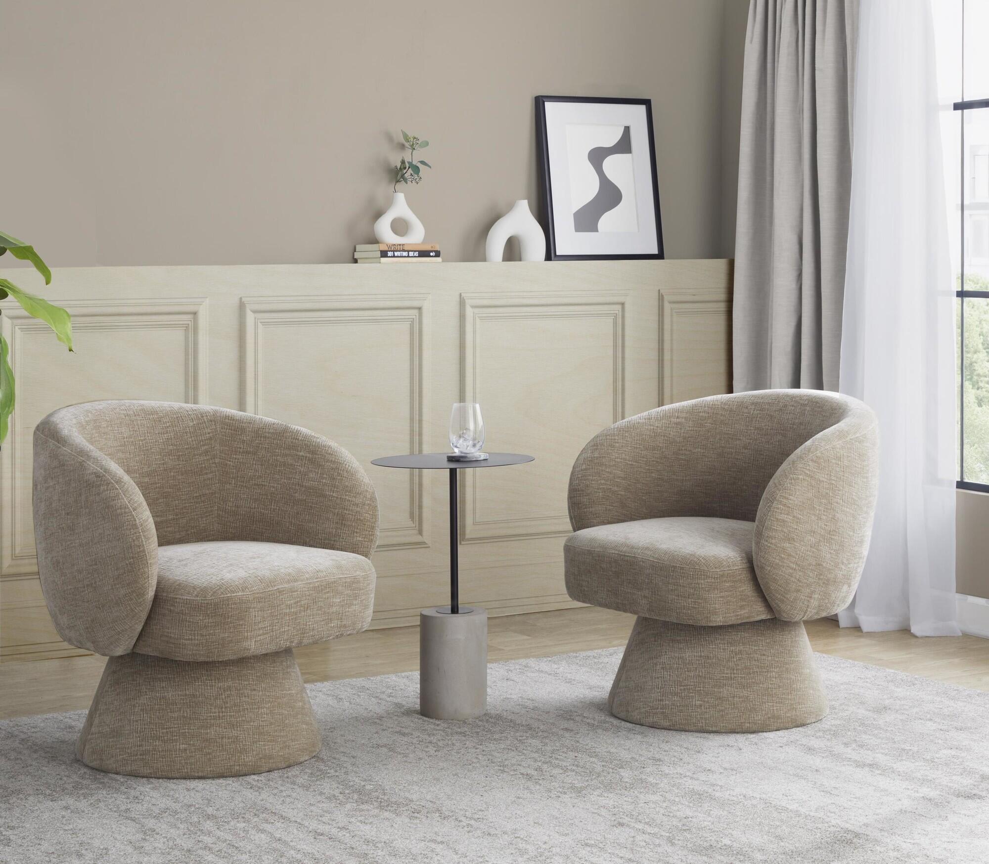 LumiSource Fran Swivel Accent Chair, Light Brown, large