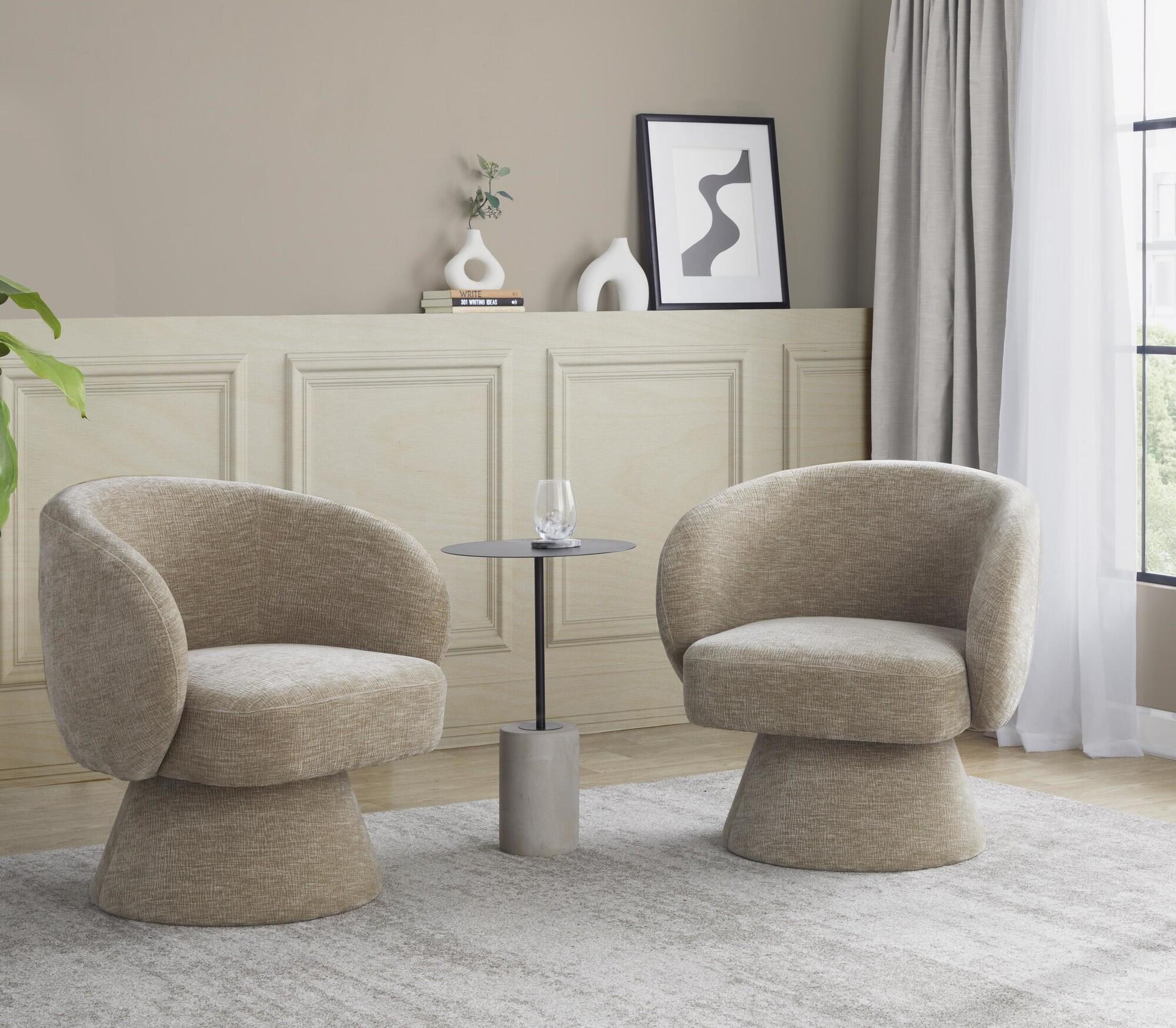 LumiSource Fran Swivel Accent Chair, Light Brown, large