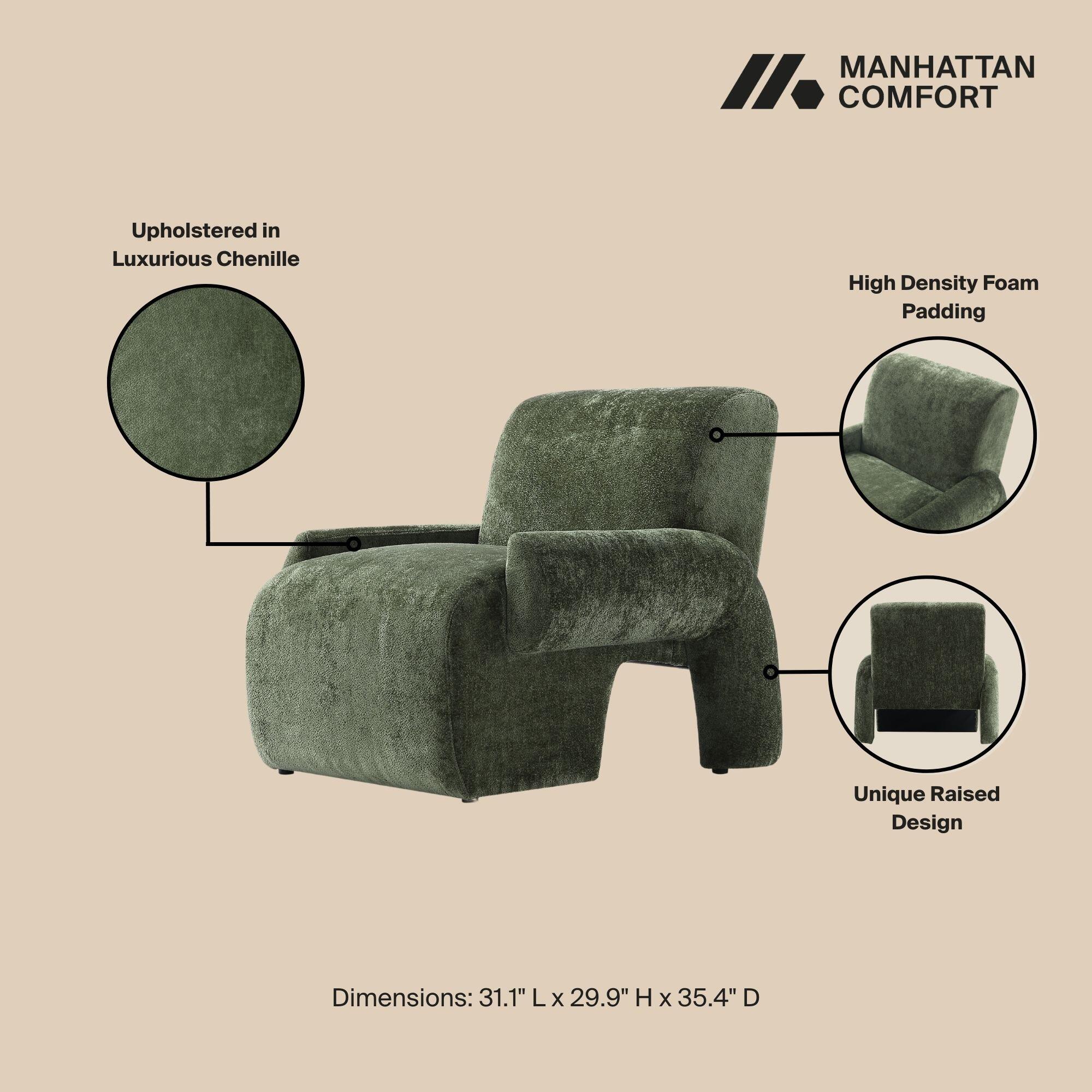 Manhattan Comfort Verandah Accent Chair, Olive Green, large