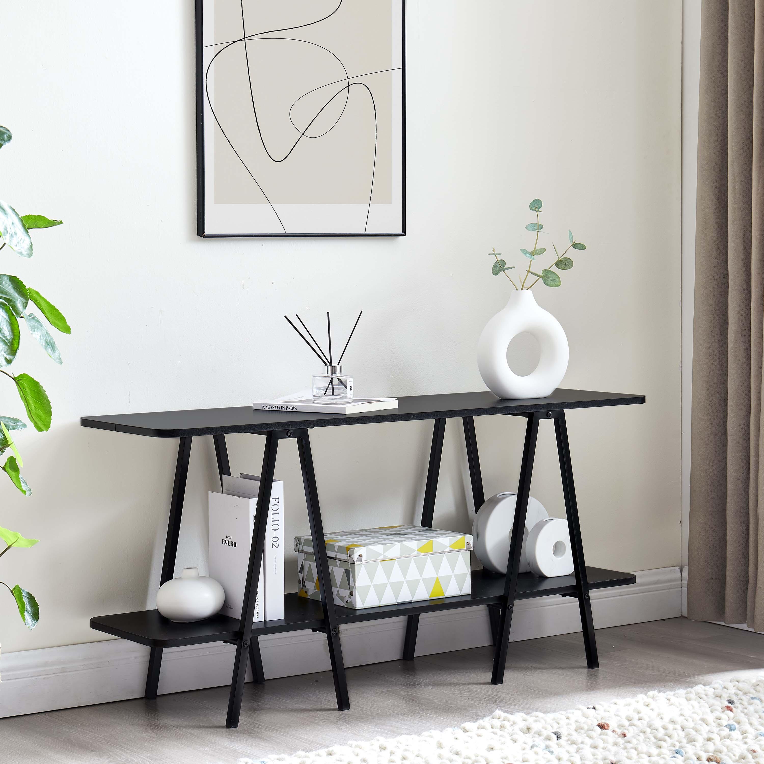 Manhattan Comfort Celine Solid Console Table, Black, rollover