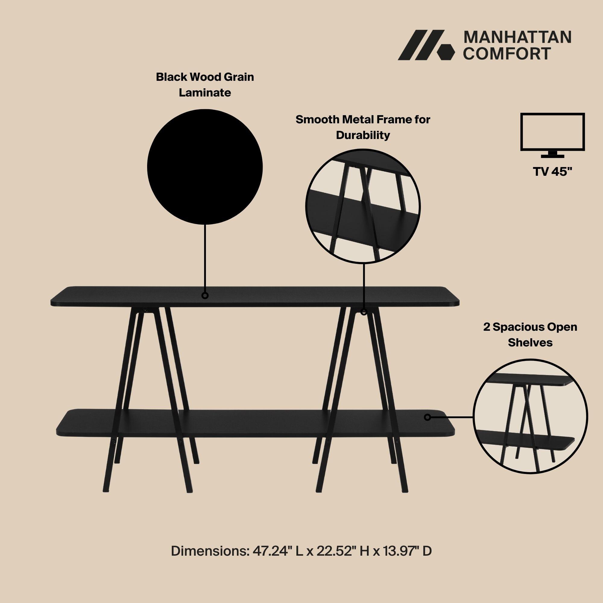 Manhattan Comfort Celine Solid Console Table, Black, large