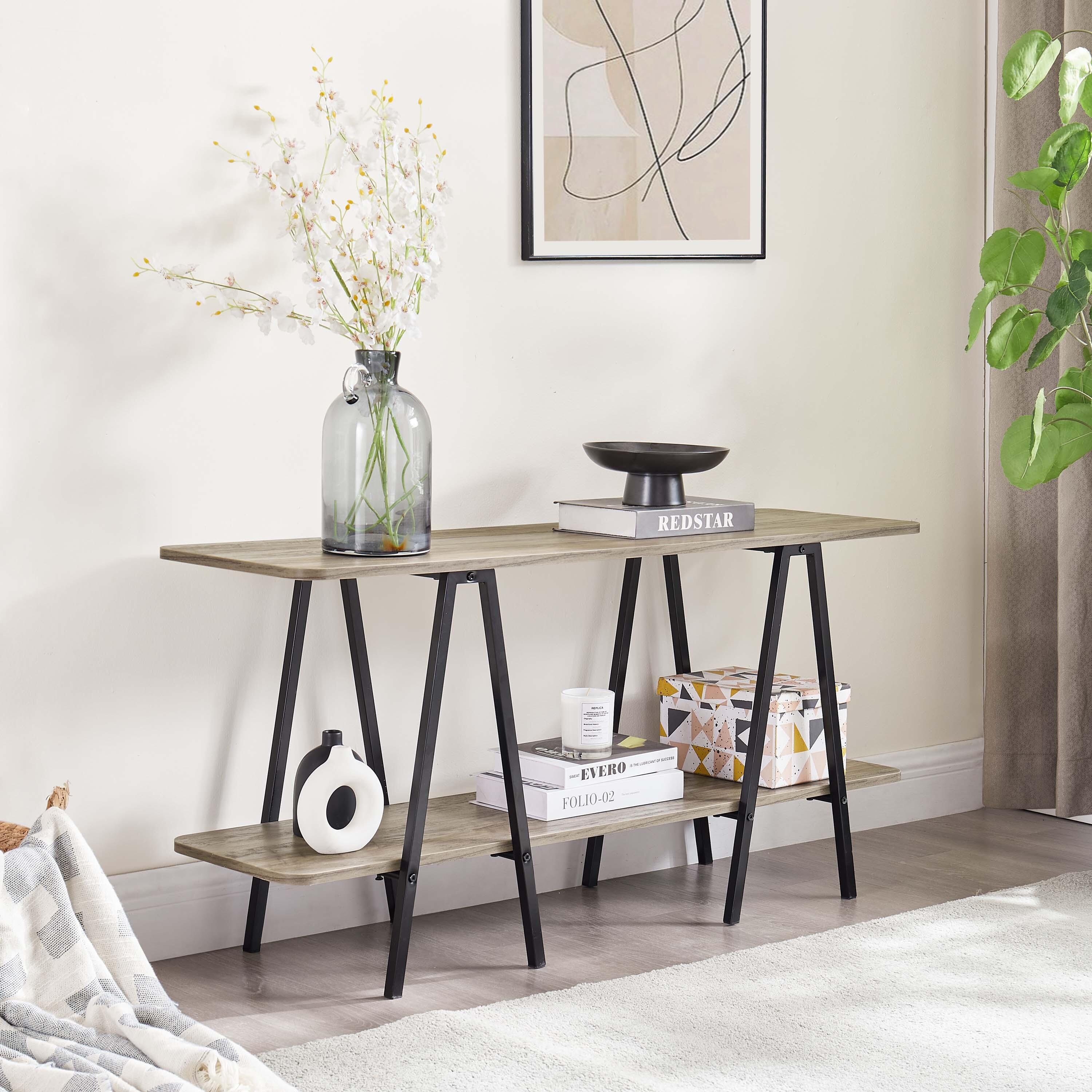 Manhattan Comfort Celine Solid Console Table, Rustic Gray, rollover