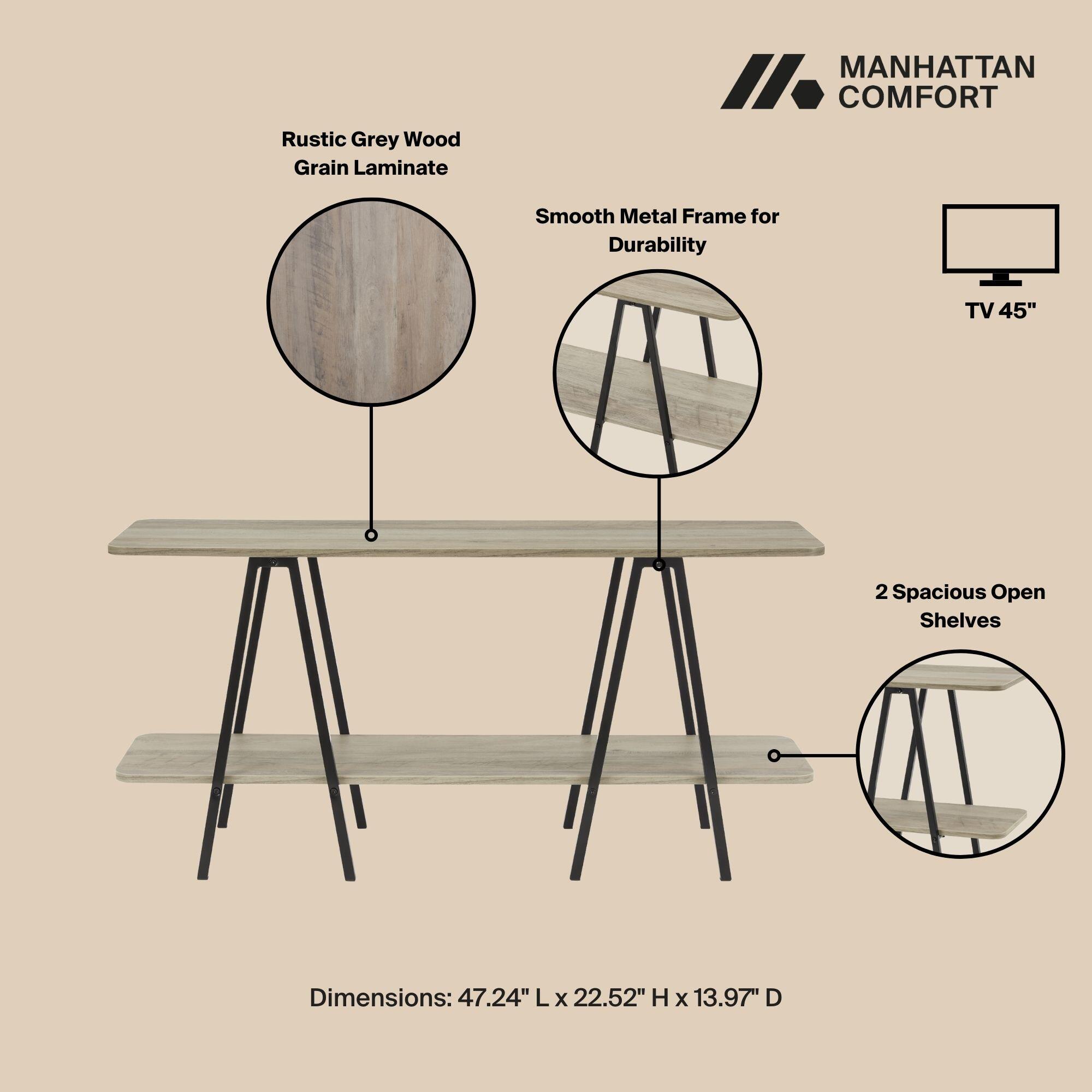 Manhattan Comfort Celine Solid Console Table, Rustic Gray, large