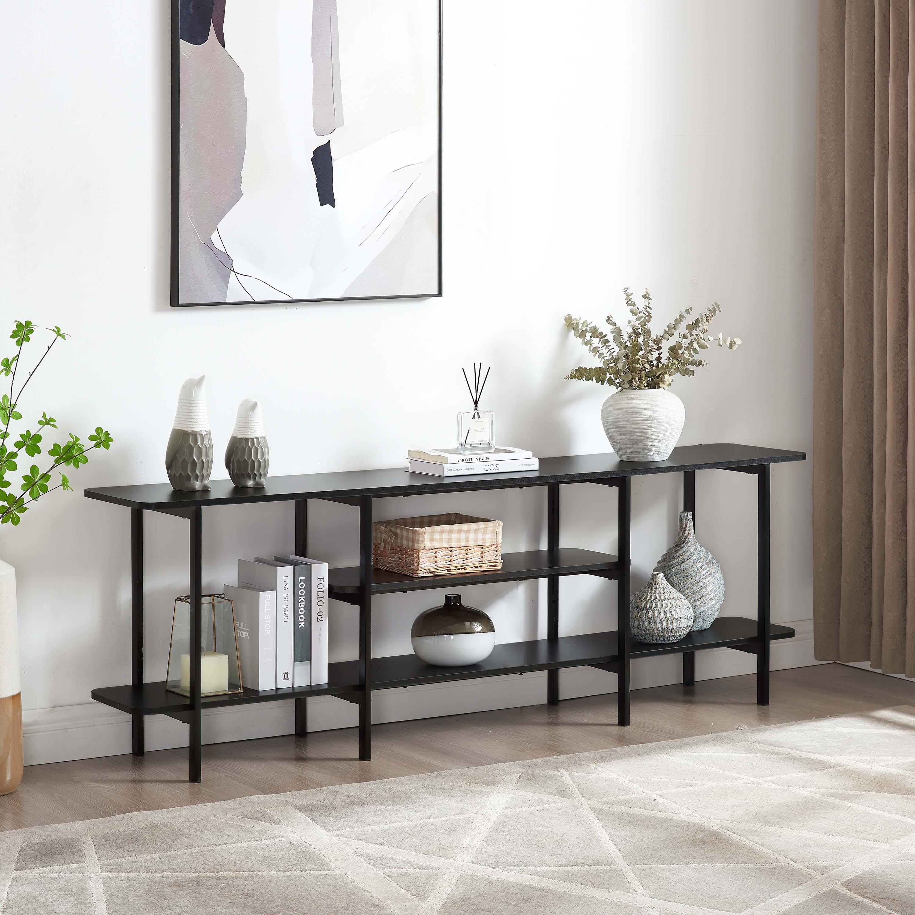 Manhattan Comfort Celine Console Table, Black, rollover