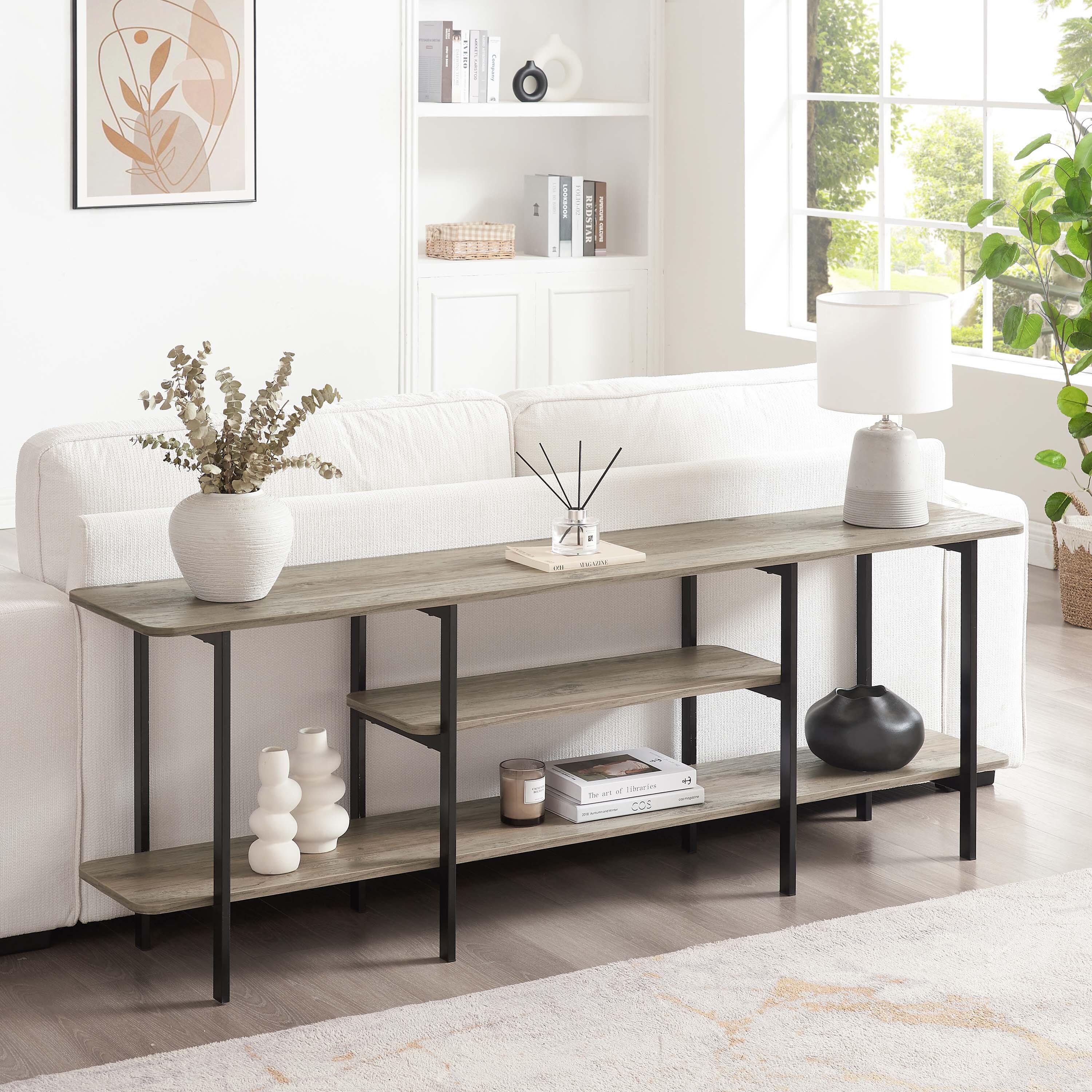 Manhattan Comfort Celine Console Table, Rustic Gray, rollover