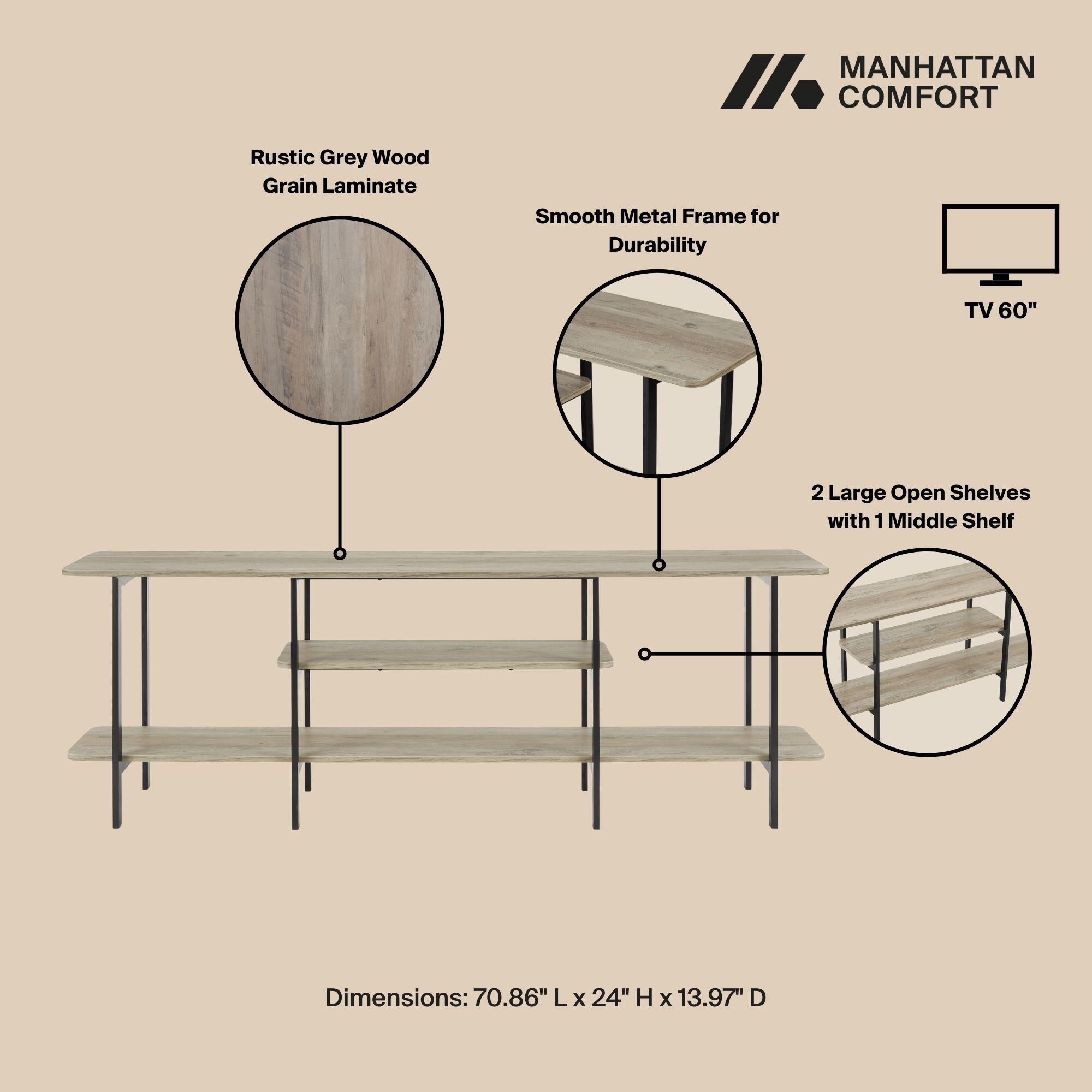 Manhattan Comfort Celine Console Table, Rustic Gray, large