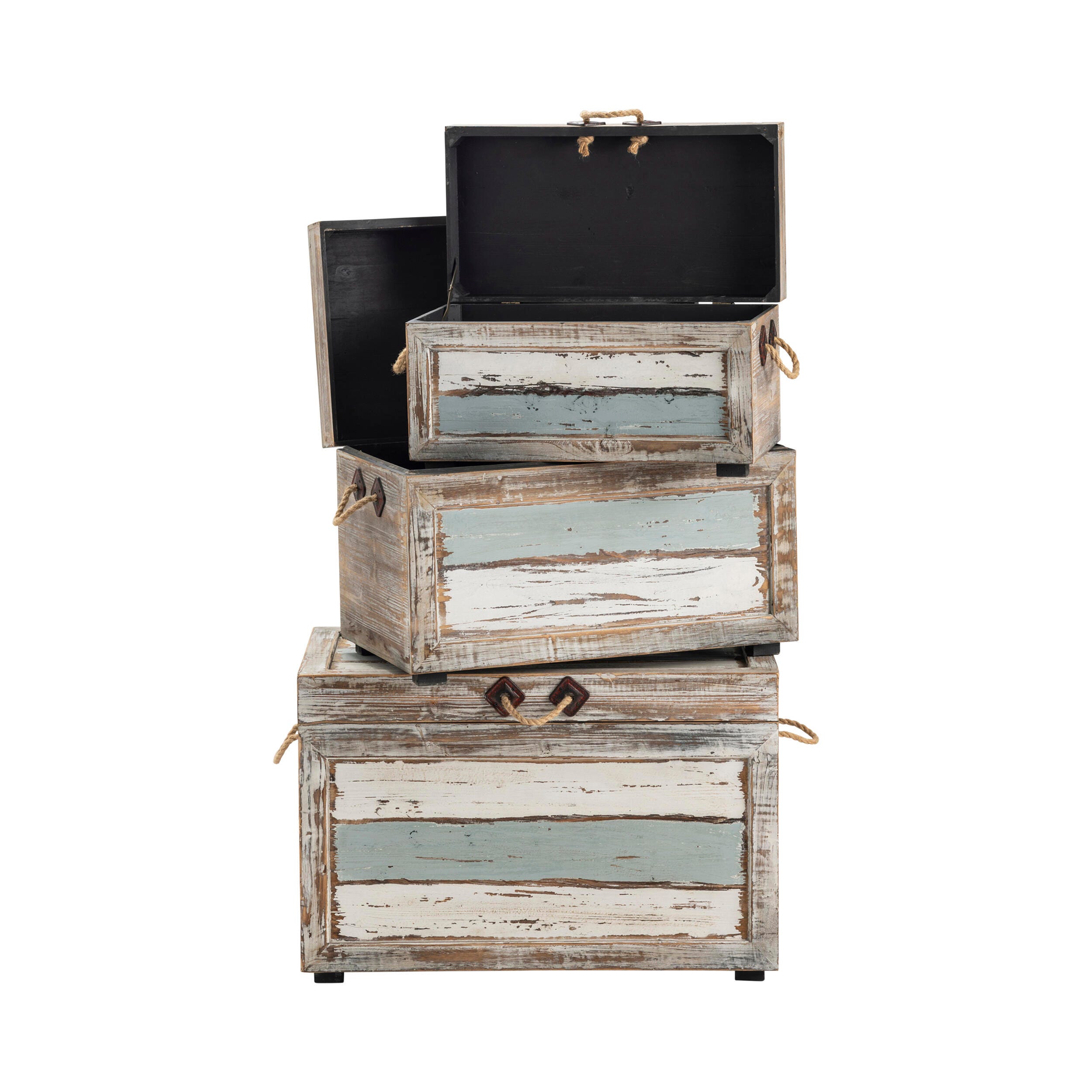 Crestview Collection 3-Piece Distressed Storage Trunk Set, , large
