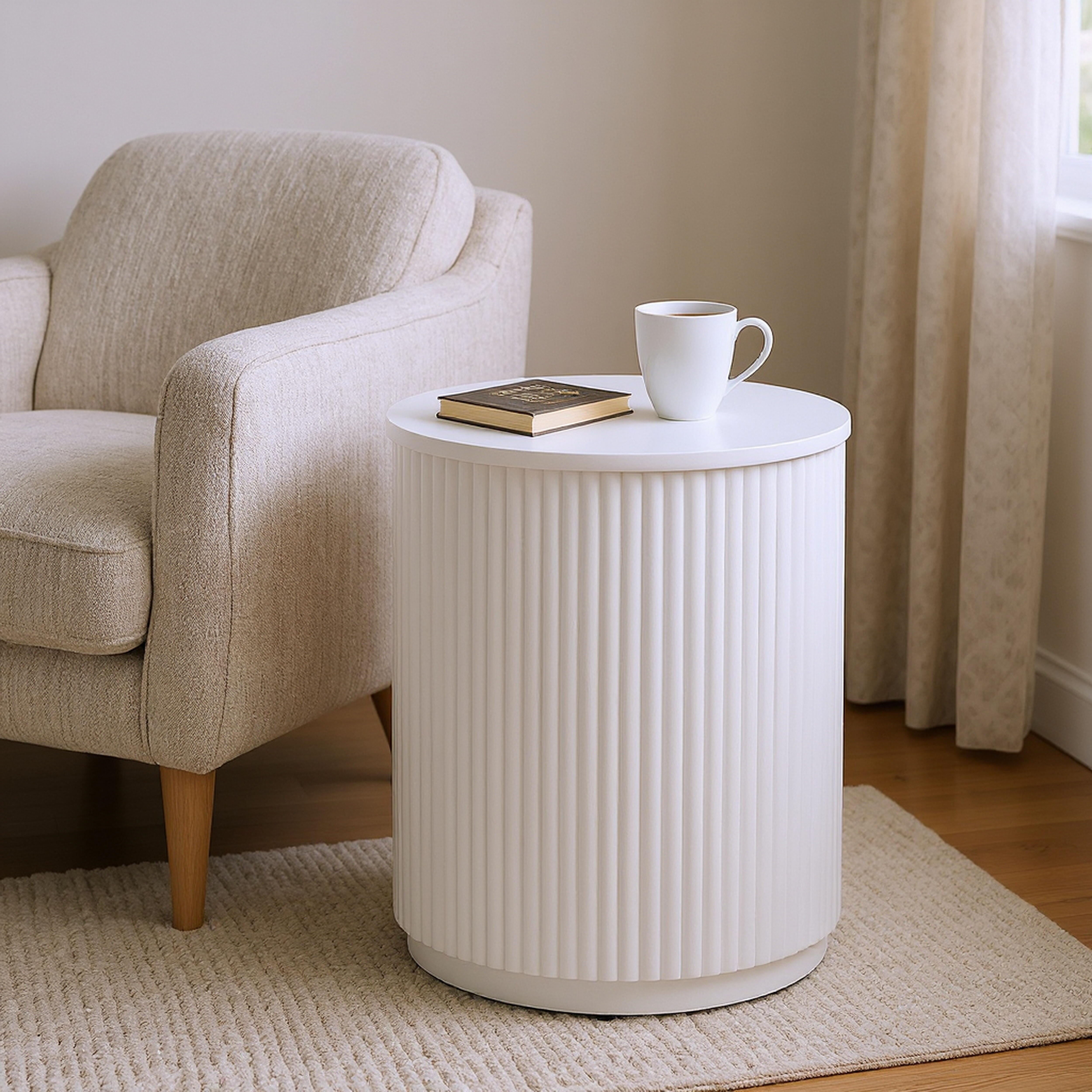 Crestview Collection Solid Accent End Table, White, rollover