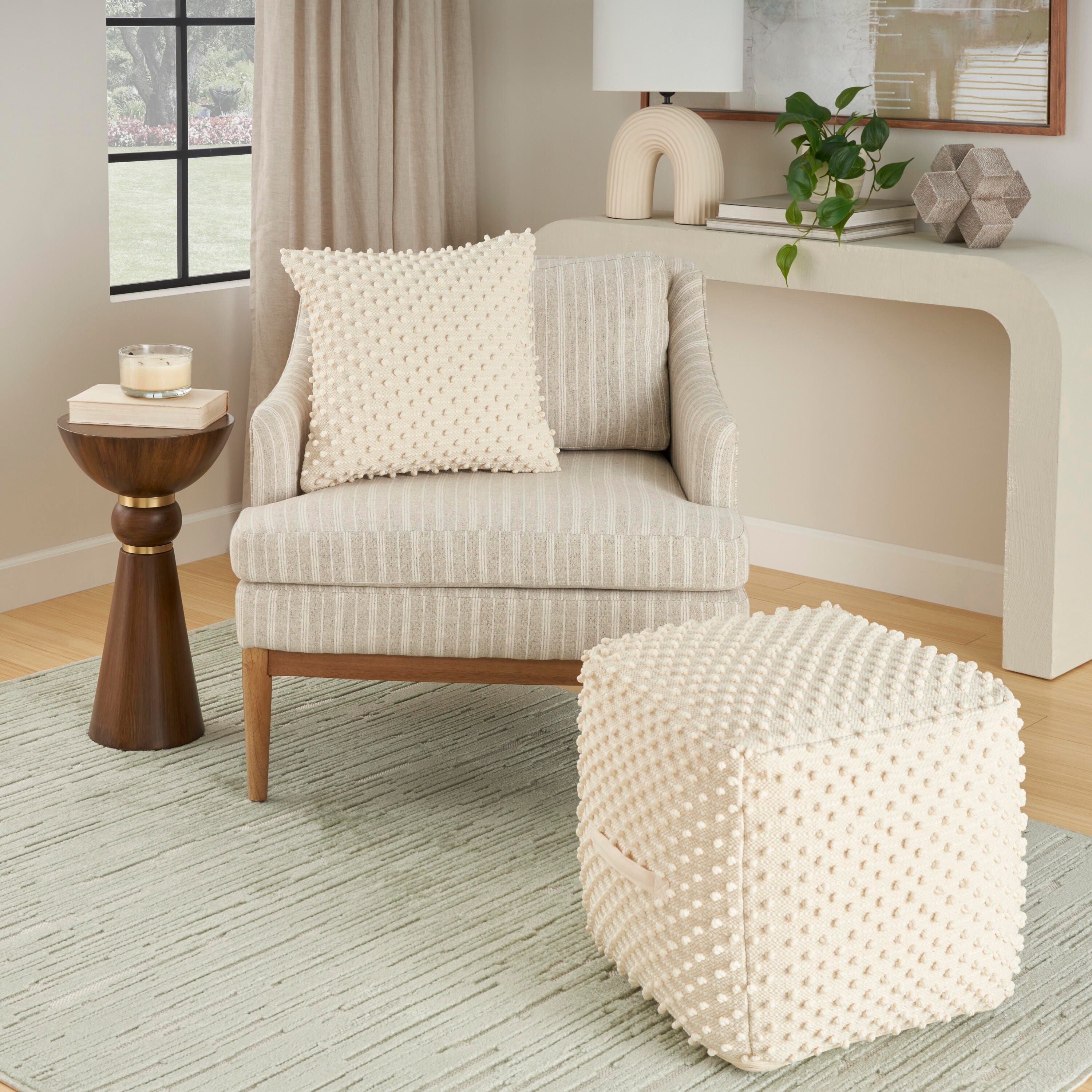 Nourison Home Outdoor Pouf, , large