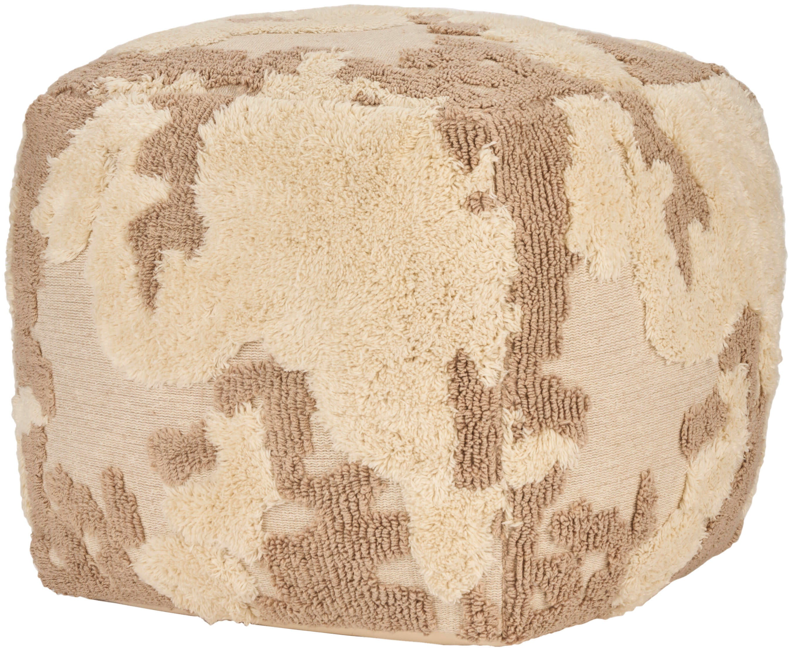 Nourison Home Indoor Pouf, Beige, large