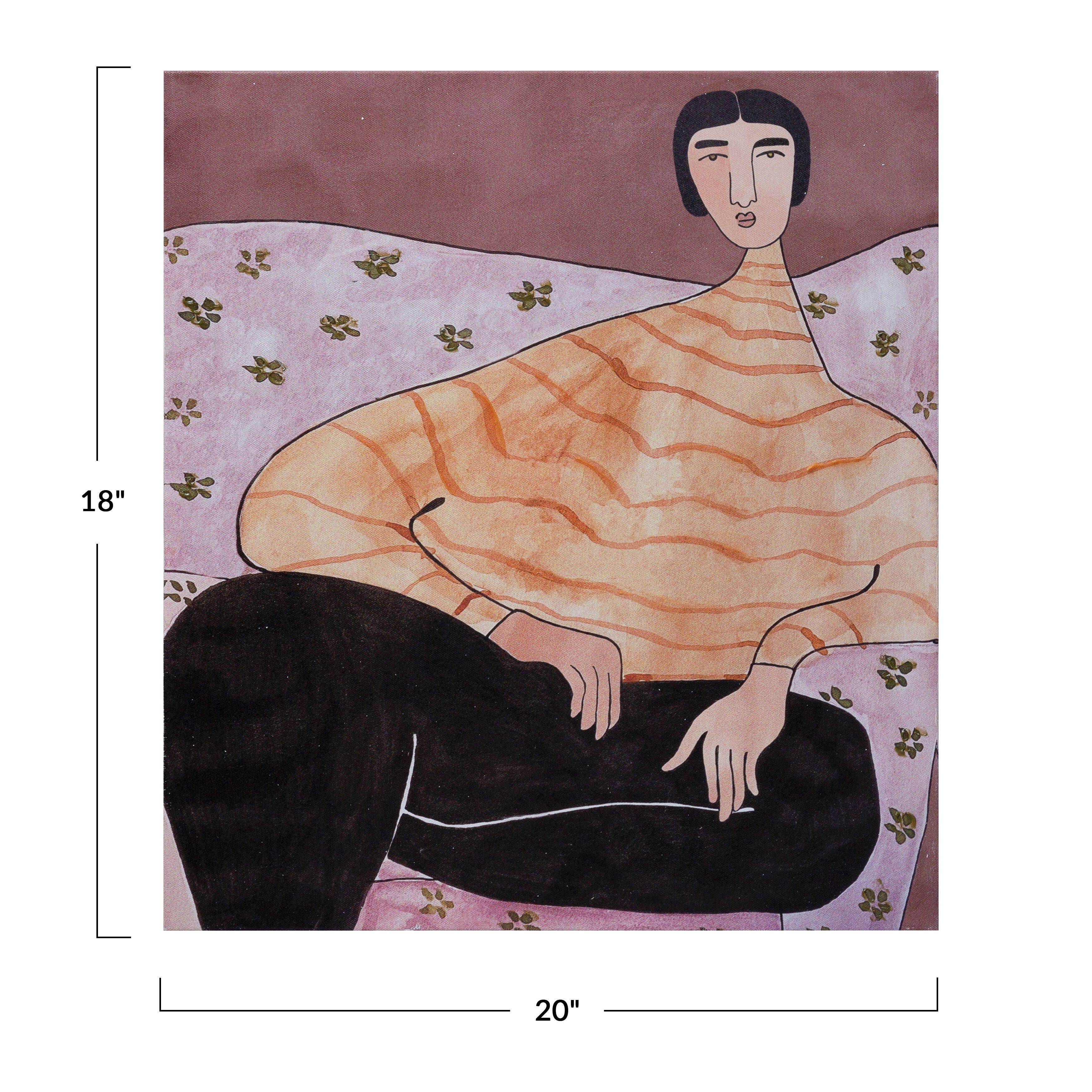 Storied Home Sitting Figure Wall Art 20" x 18", , large