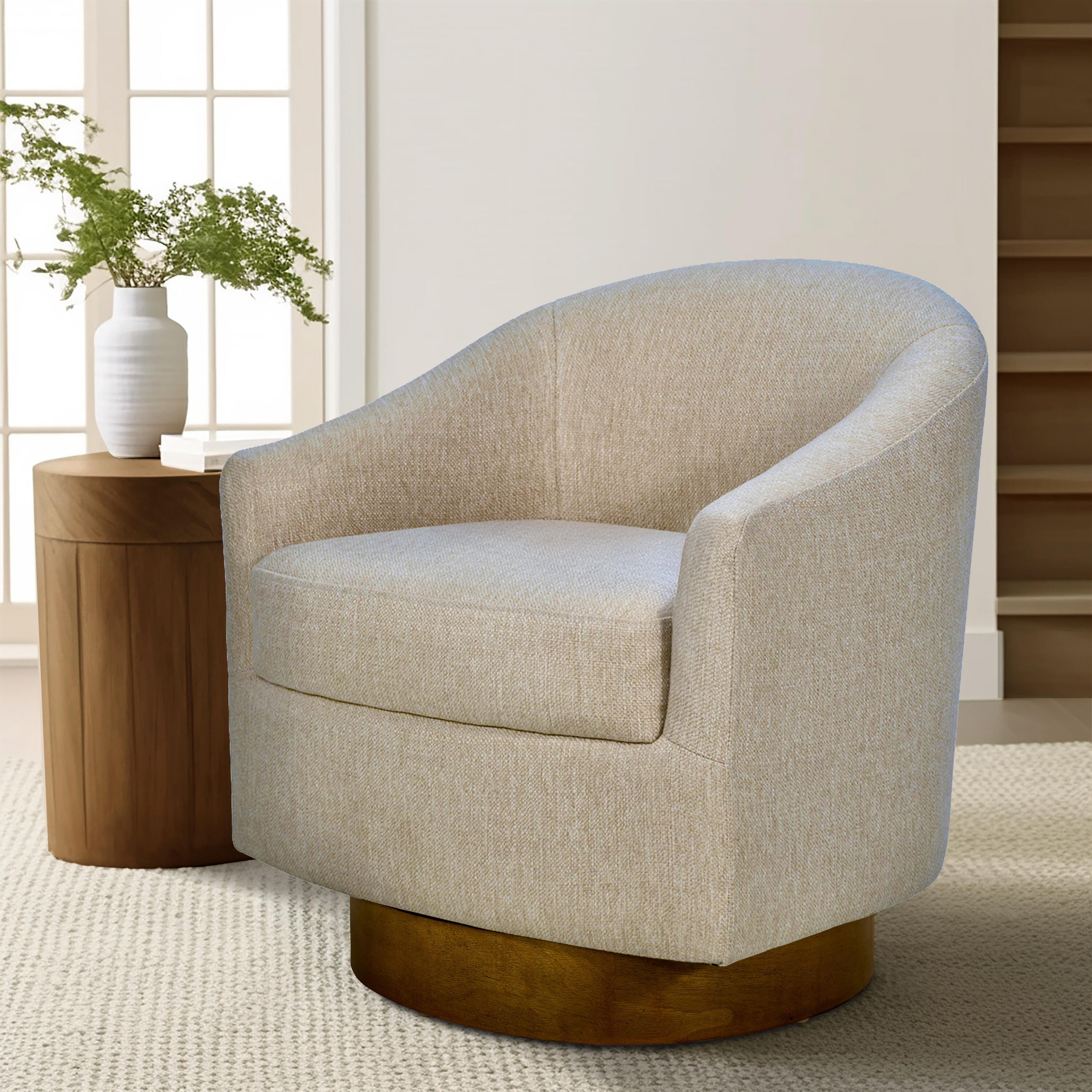 Madison Park Ashton Swivel Chair, Natural, rollover
