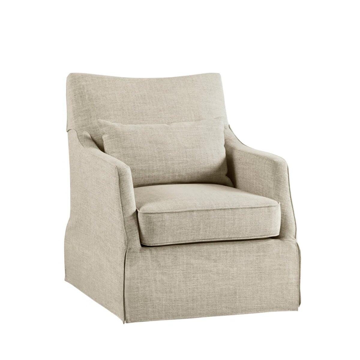 Martha Stewart London Swivel Armchair, Beige Multi, large