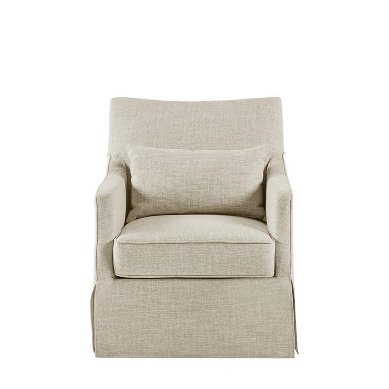 Martha Stewart London Swivel Armchair, Beige Multi, large
