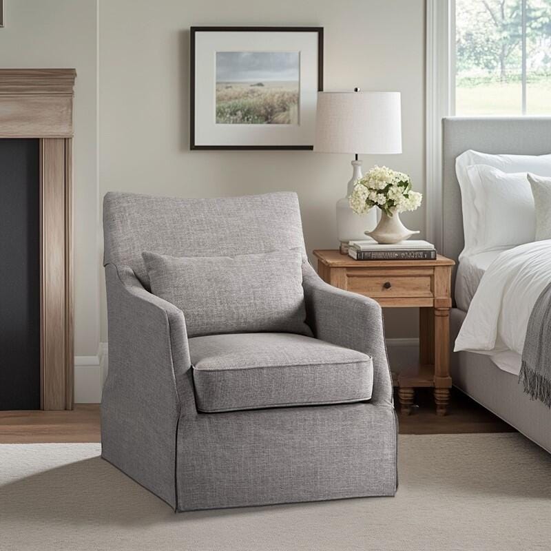 Martha Stewart London Swivel Armchair, Gray, rollover