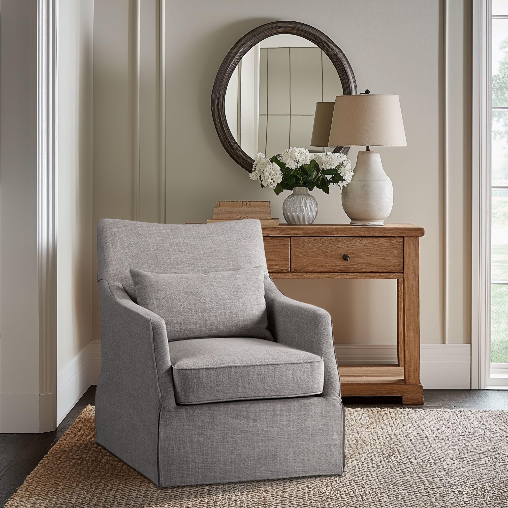Martha Stewart London Swivel Armchair, Gray, large