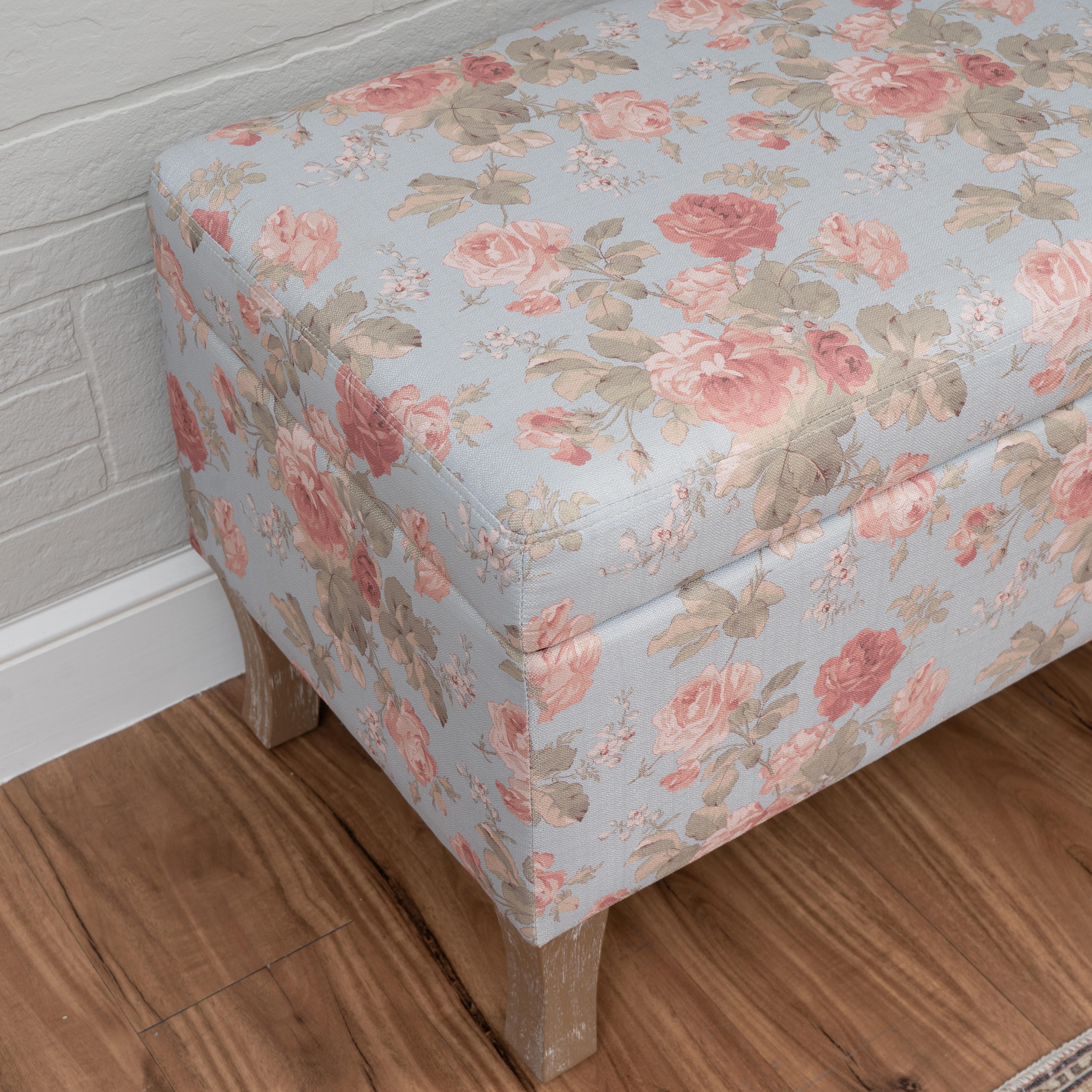 Linon Stephanie Floral Storage Bench, , large